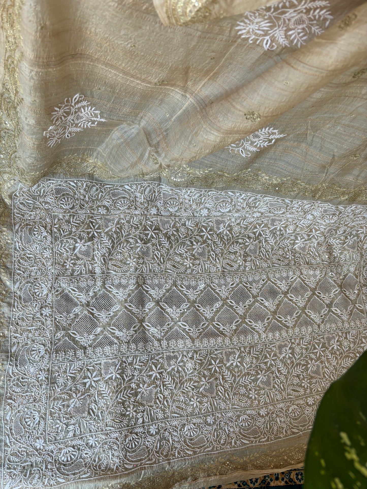 Dyeable Silk Chikankari Saree and Blouse