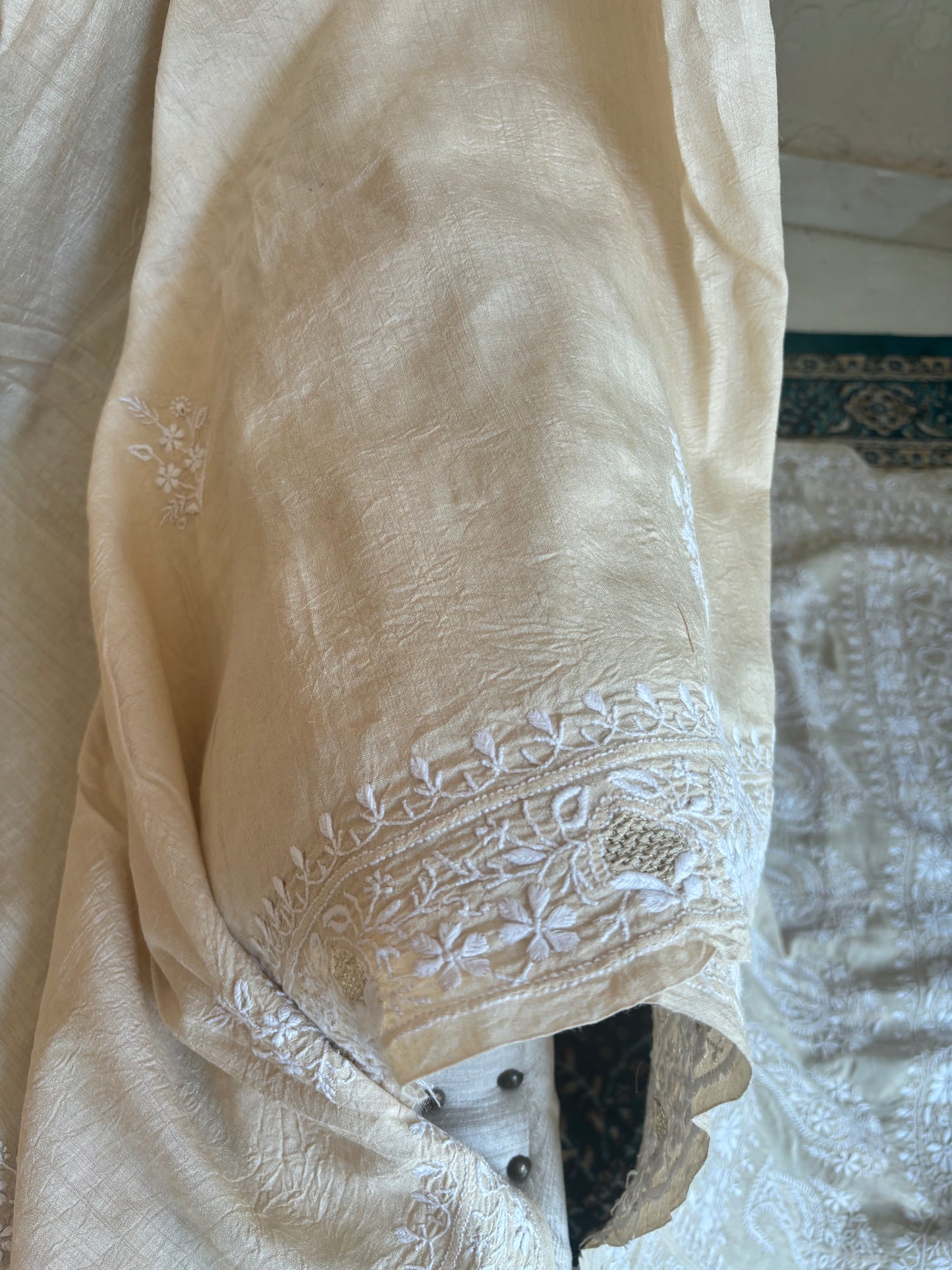 Dyeable Silk Chikankari Saree and Blouse