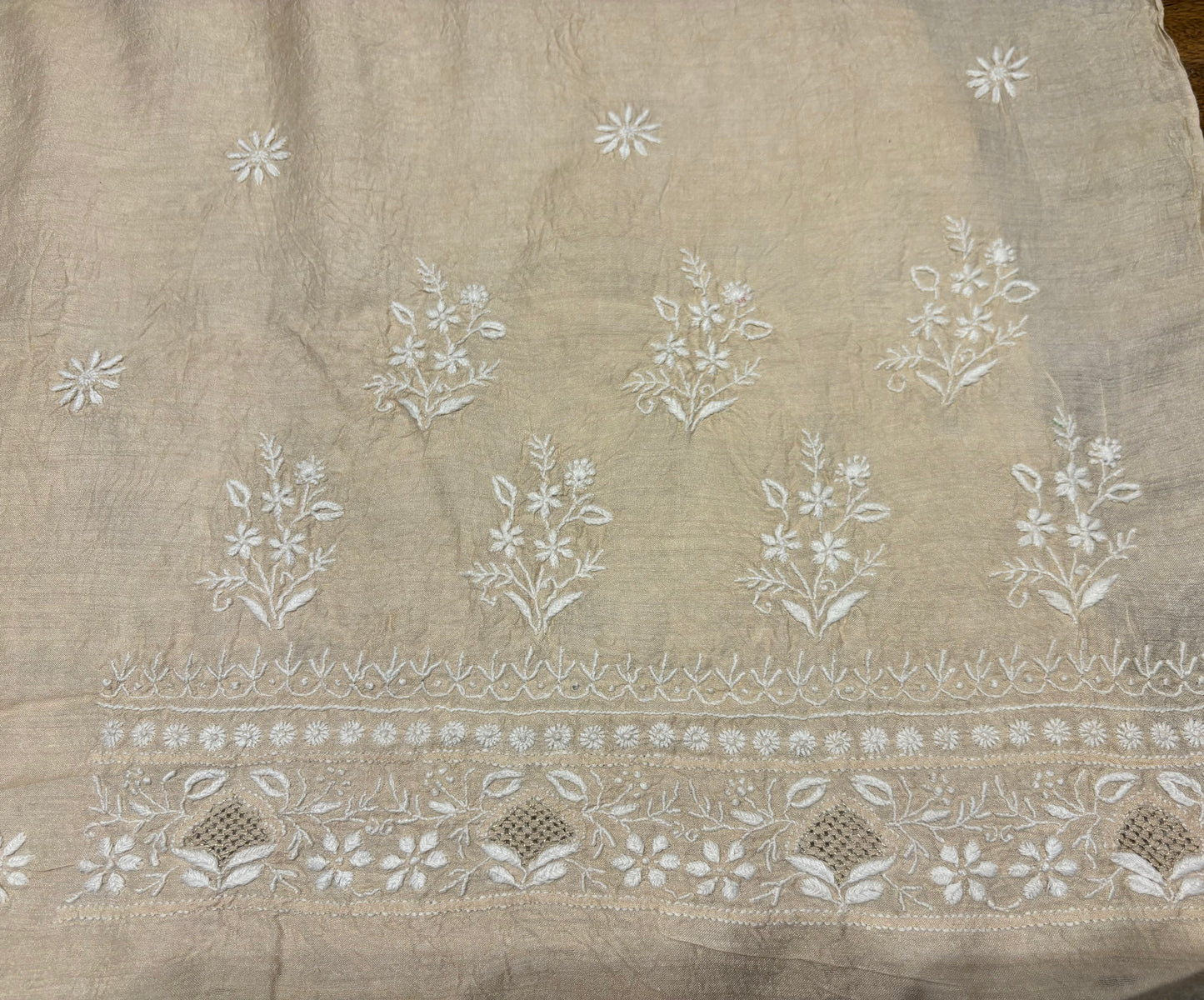 Dyeable Silk Chikankari Saree and Blouse