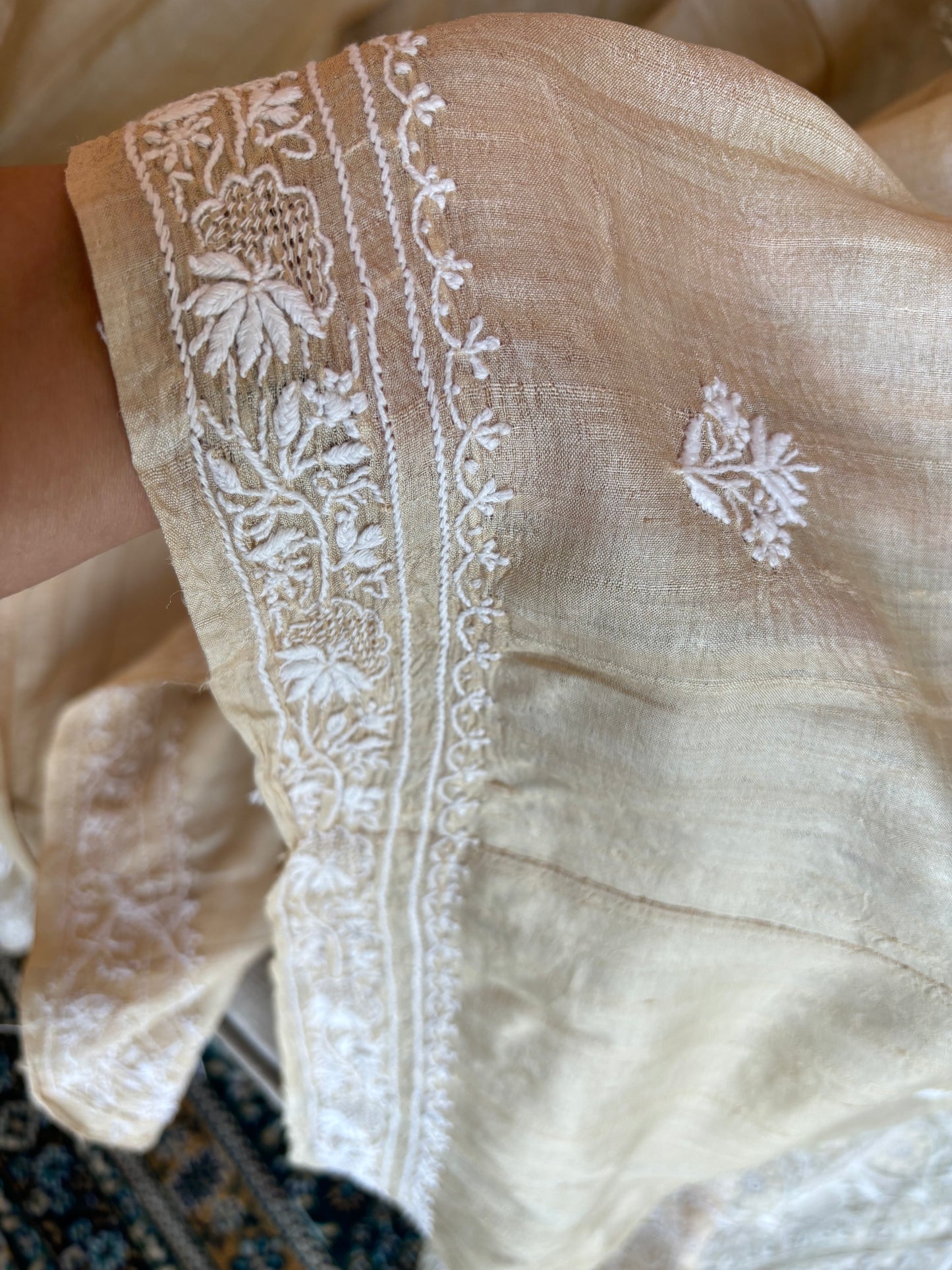 Dyeable Silk Chikankari Saree and Blouse