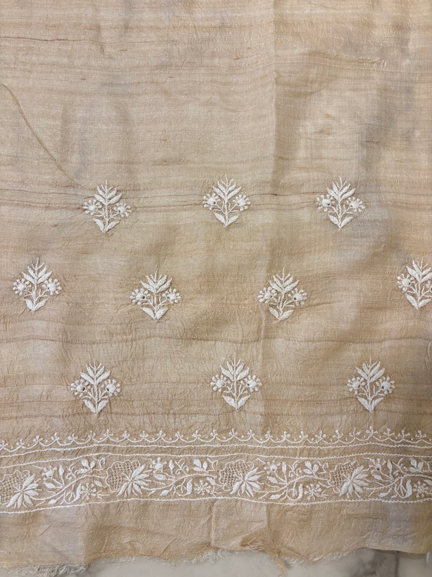 Dyeable Silk Chikankari Saree and Blouse