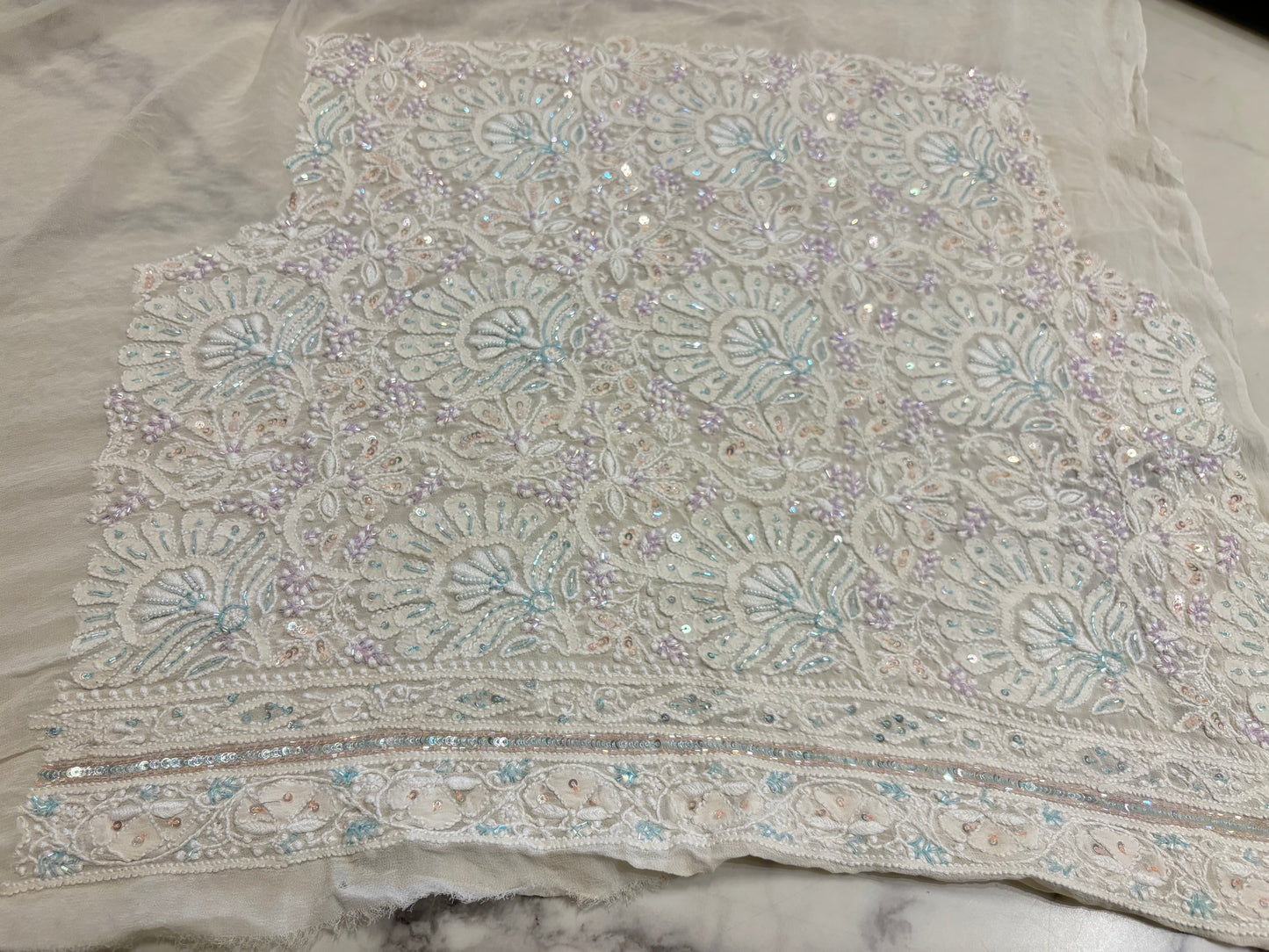 Dyeable Pure Georgette Chikankari Saree and Blouse