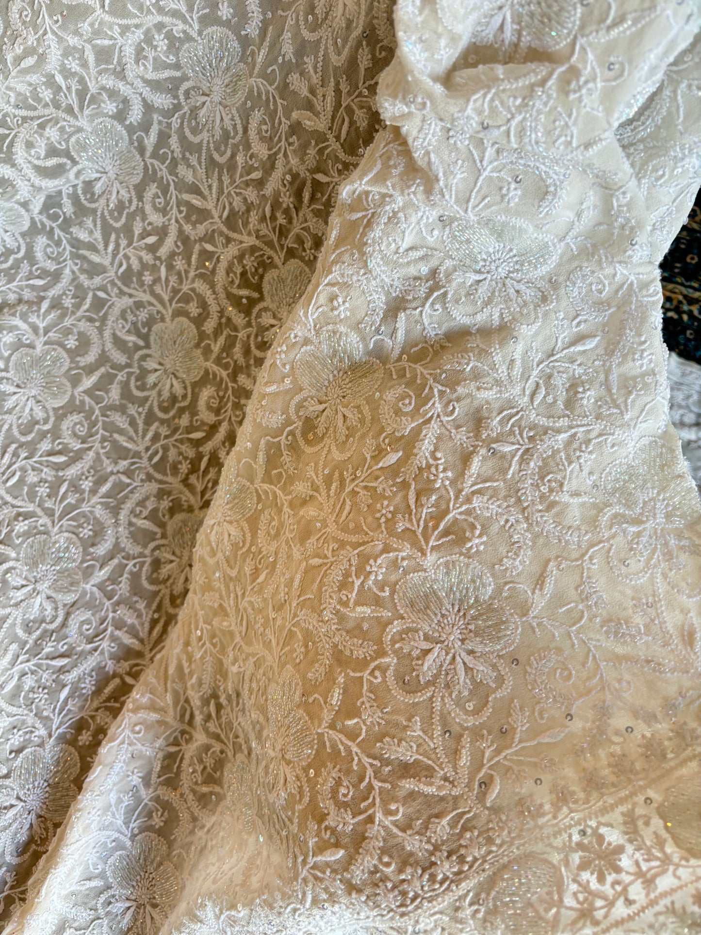 Dyeable Pure Georgette Chikankari Saree and Blouse