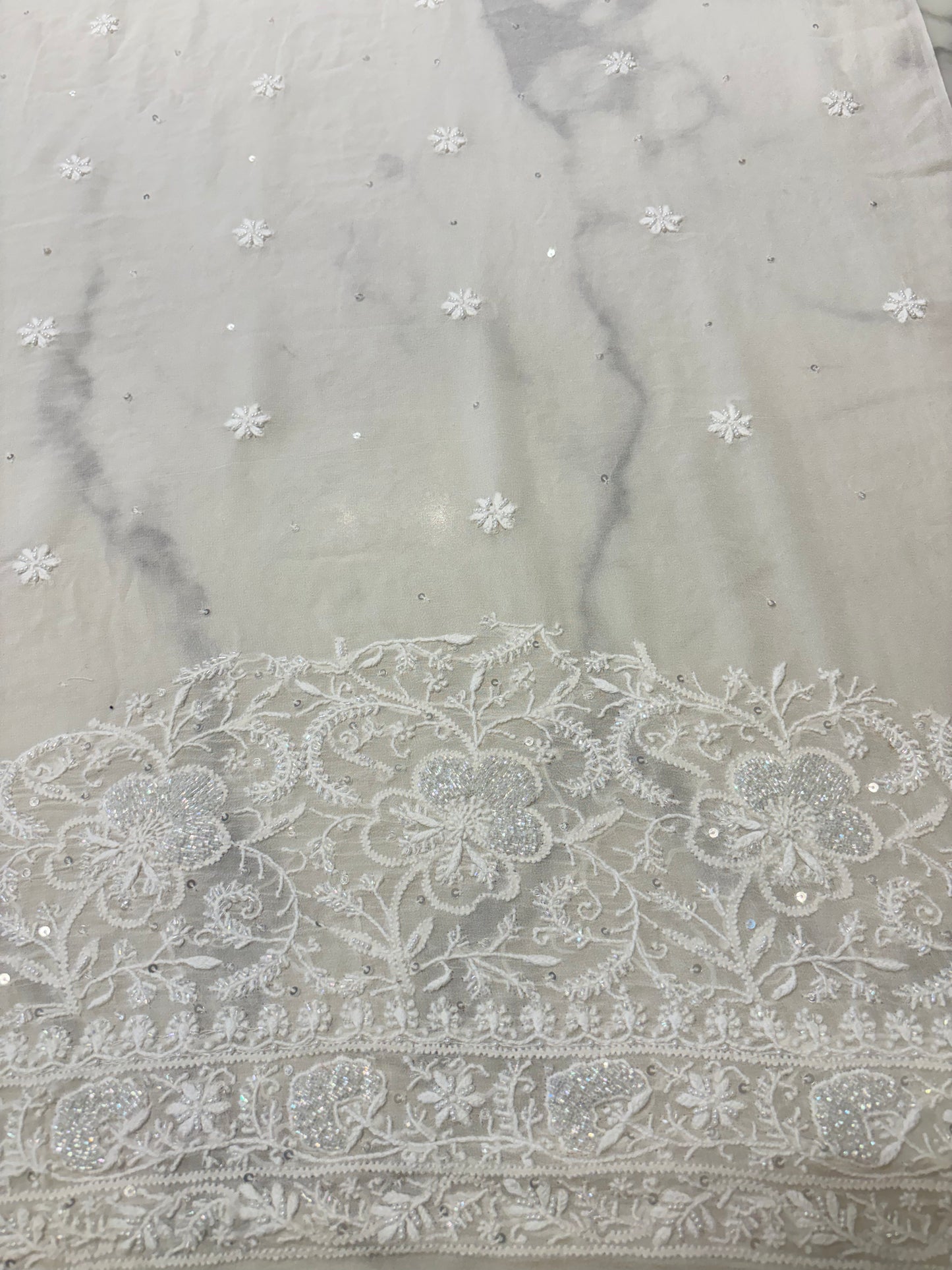 Dyeable Pure Georgette Chikankari Saree and Blouse