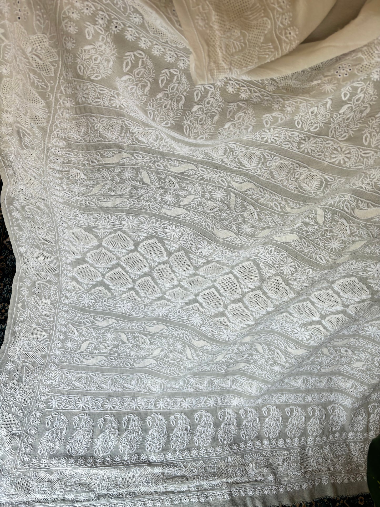 Dyeable Pure Georgette Chikankari Saree