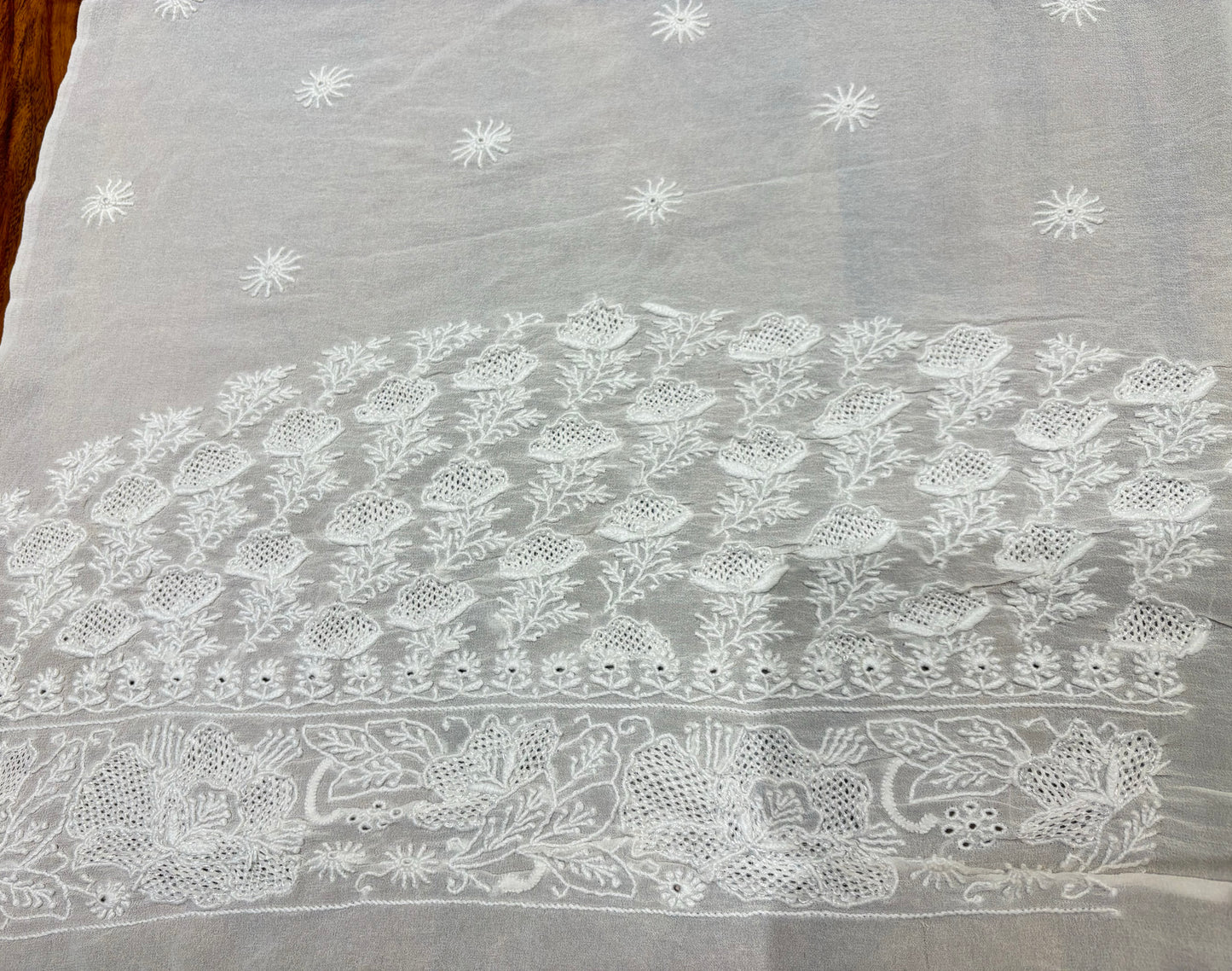 Dyeable Pure Georgette Chikankari Saree