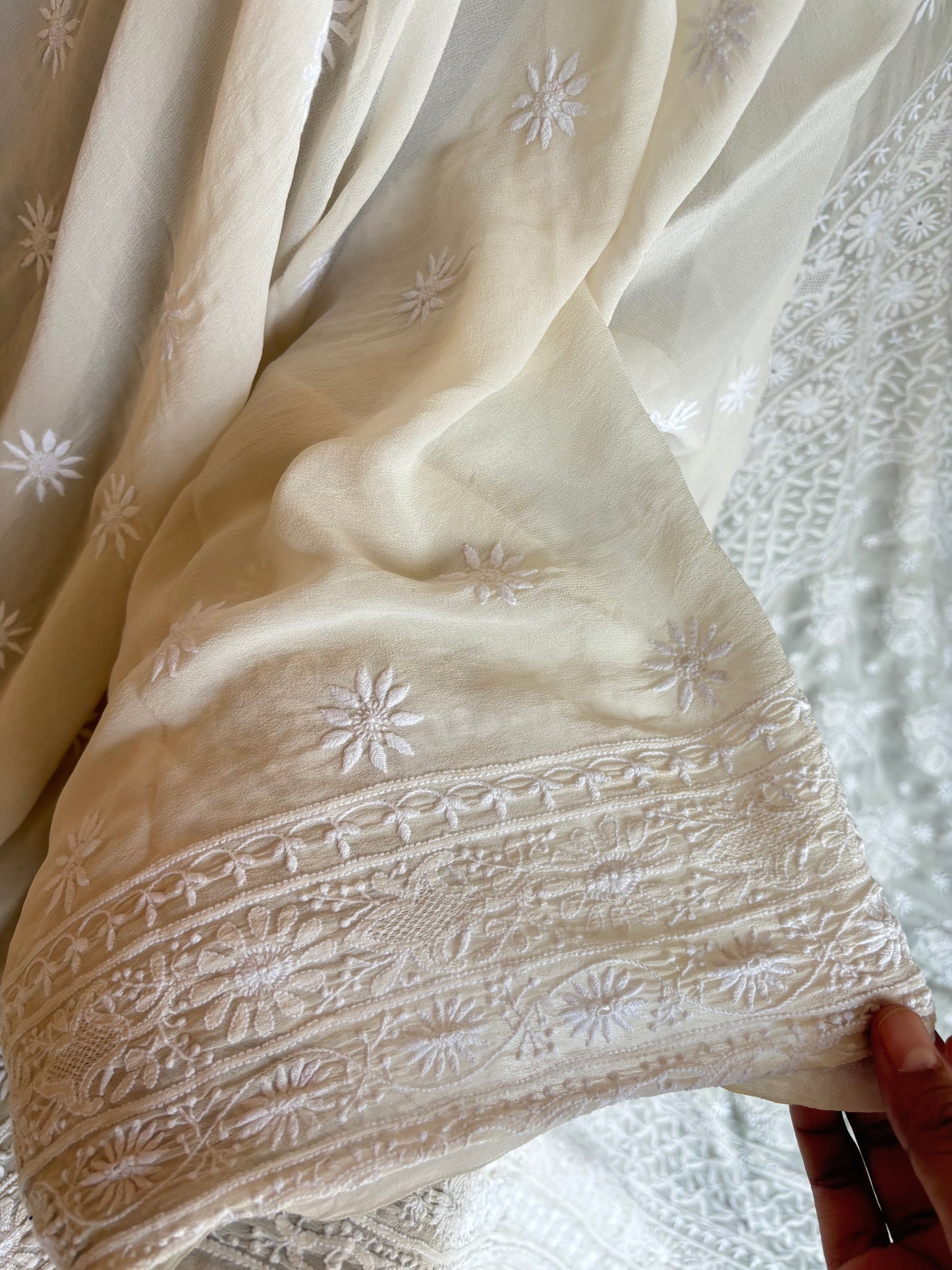 Dyeable Pure Georgette Chikankari Saree