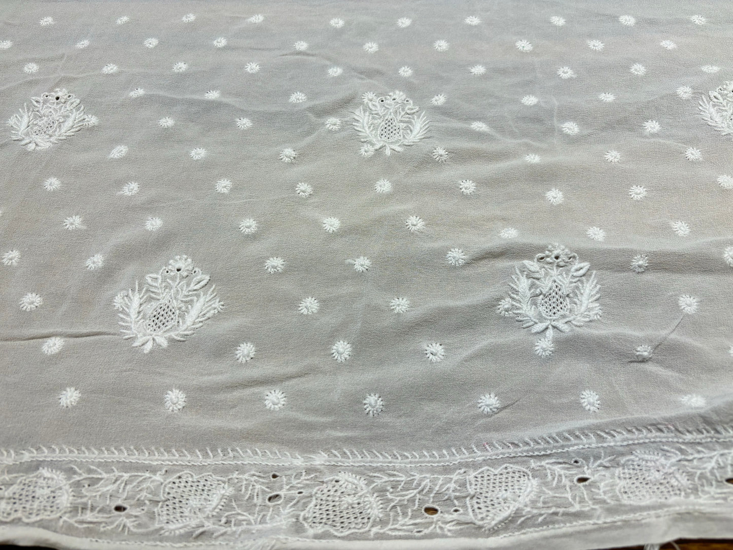 Dyeable Pure Georgette Chikankari Saree and Blouse