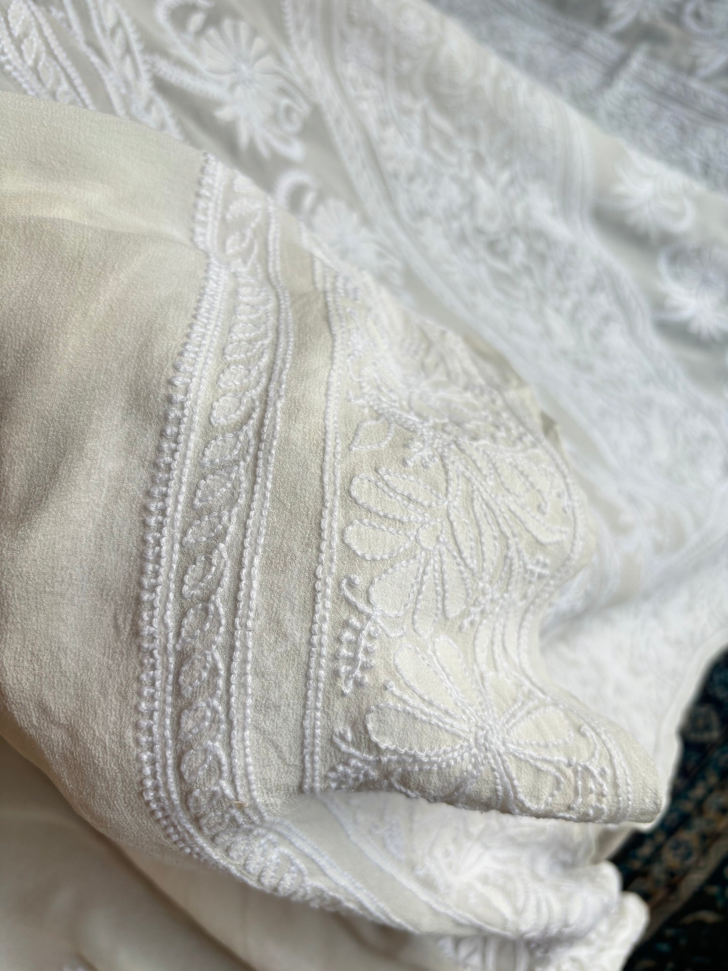 Dyeable Pure Georgette Chikankari Saree and Blouse