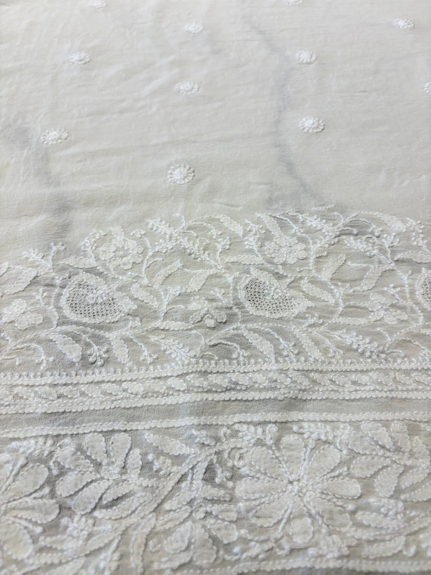 Dyeable Pure Georgette Chikankari Saree and Blouse