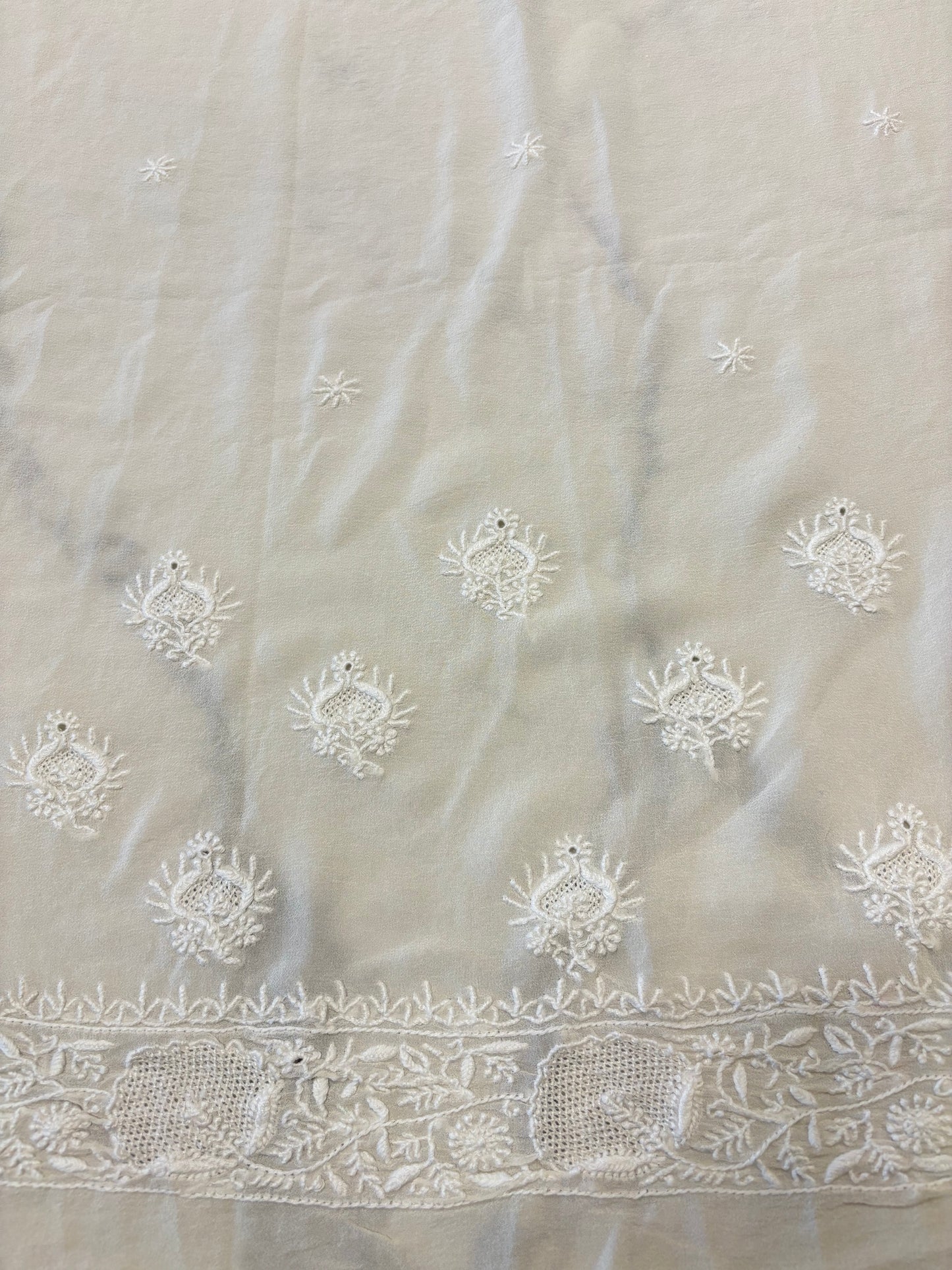 Dyeable Pure Georgette Chikankari Saree and Blouse