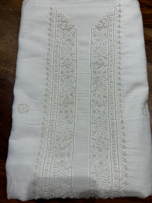 Dyeable Linen Chikankari Men's Kurta Fabric