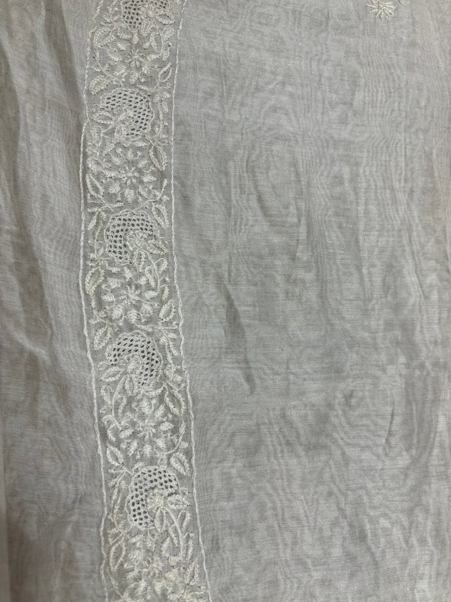 Dyeable Chanderi Silk Chikankari Men's Kurta Fabric