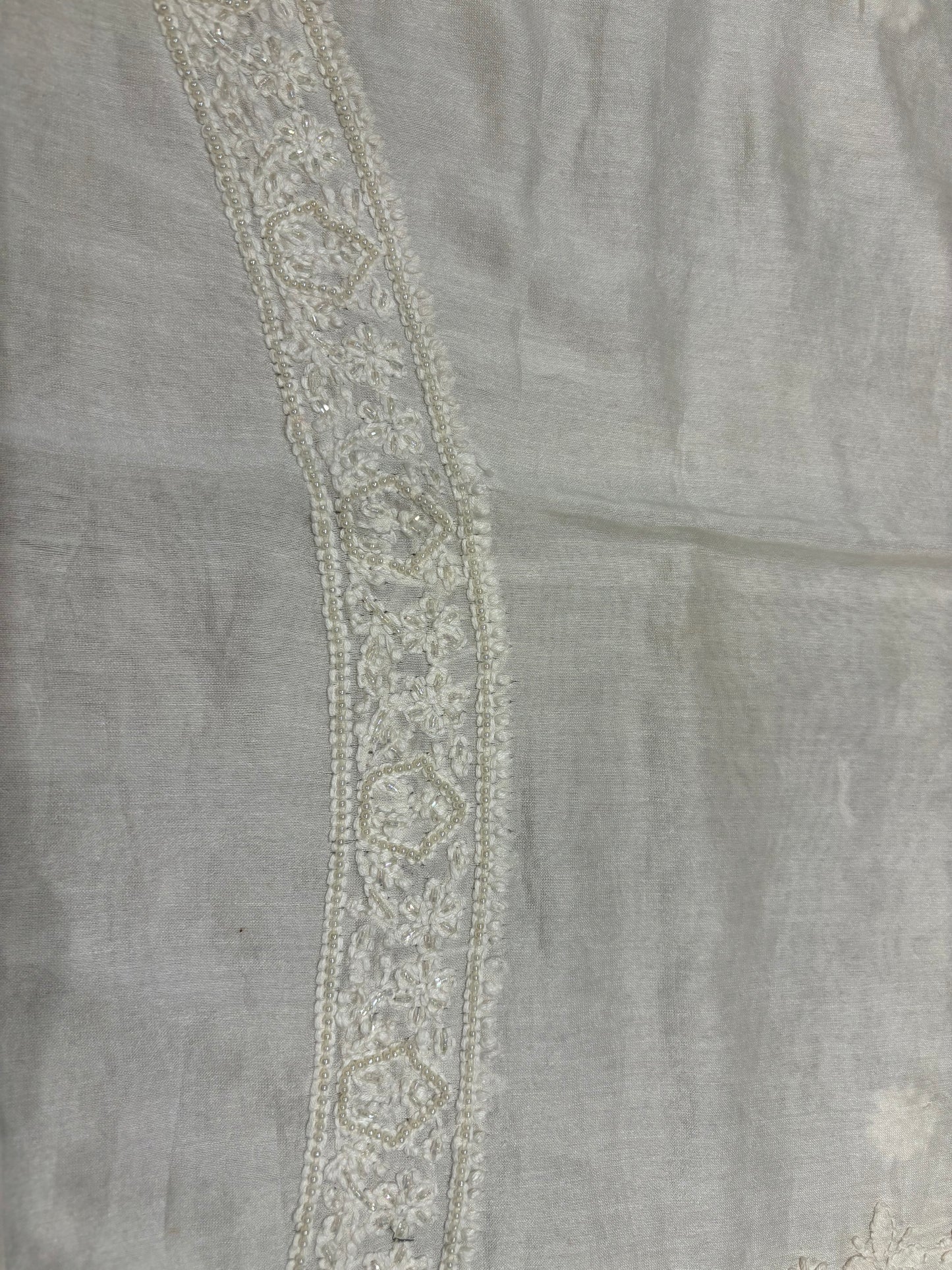 Dyeable Chanderi Silk Chikankari Men's Kurta Fabric