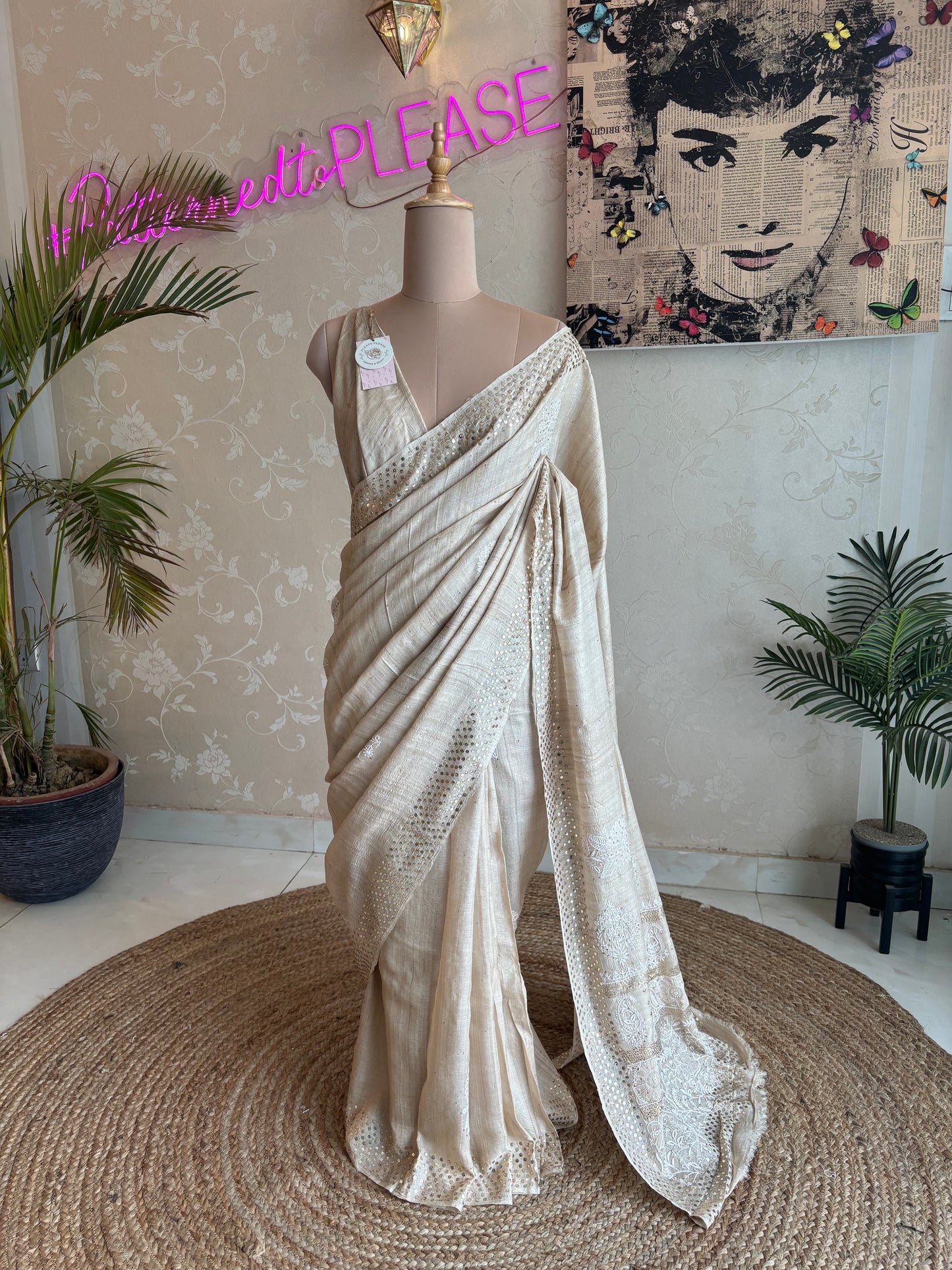 Dyeable Silk Chikankari Saree