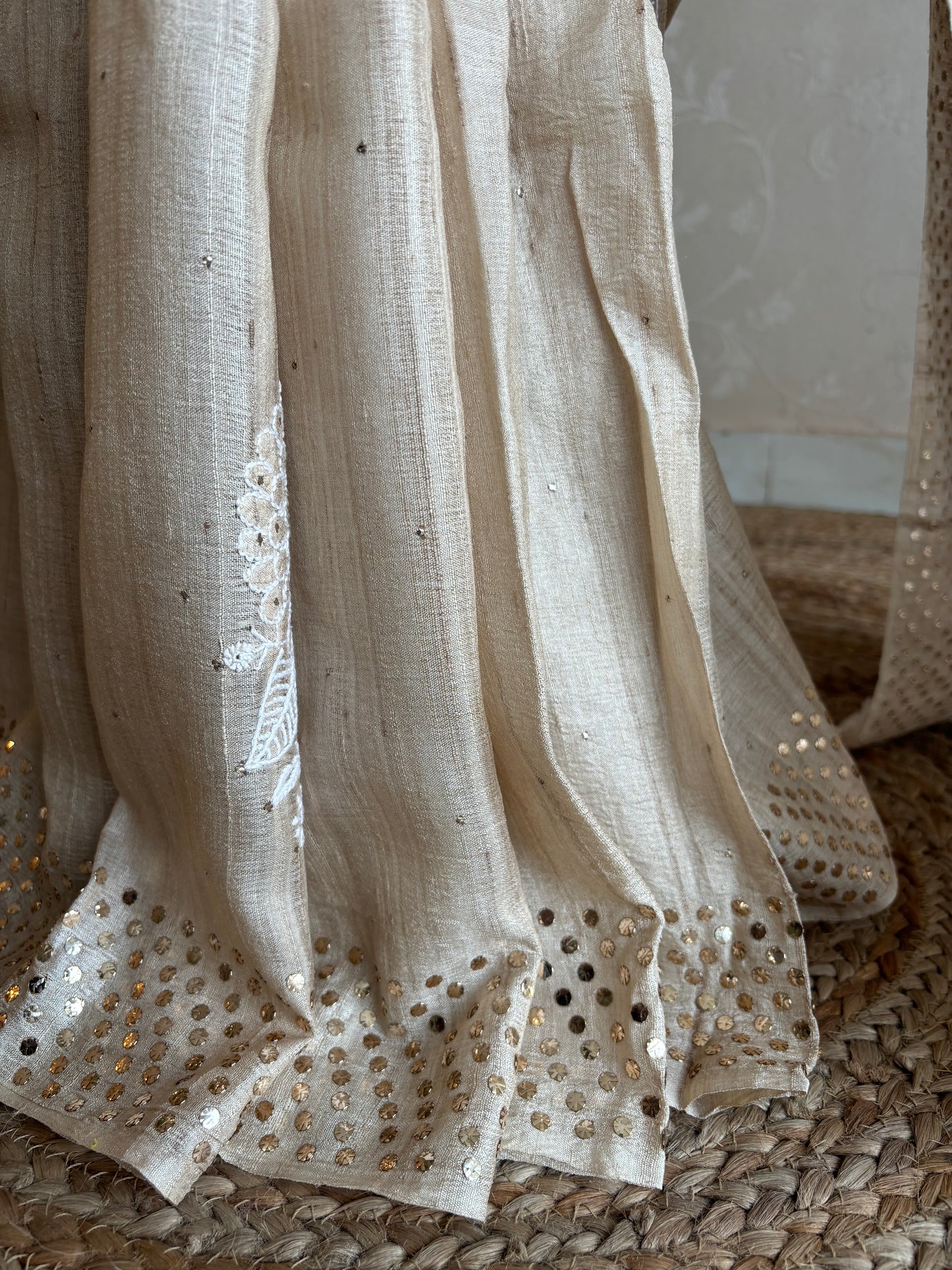 Dyeable Silk Chikankari Saree