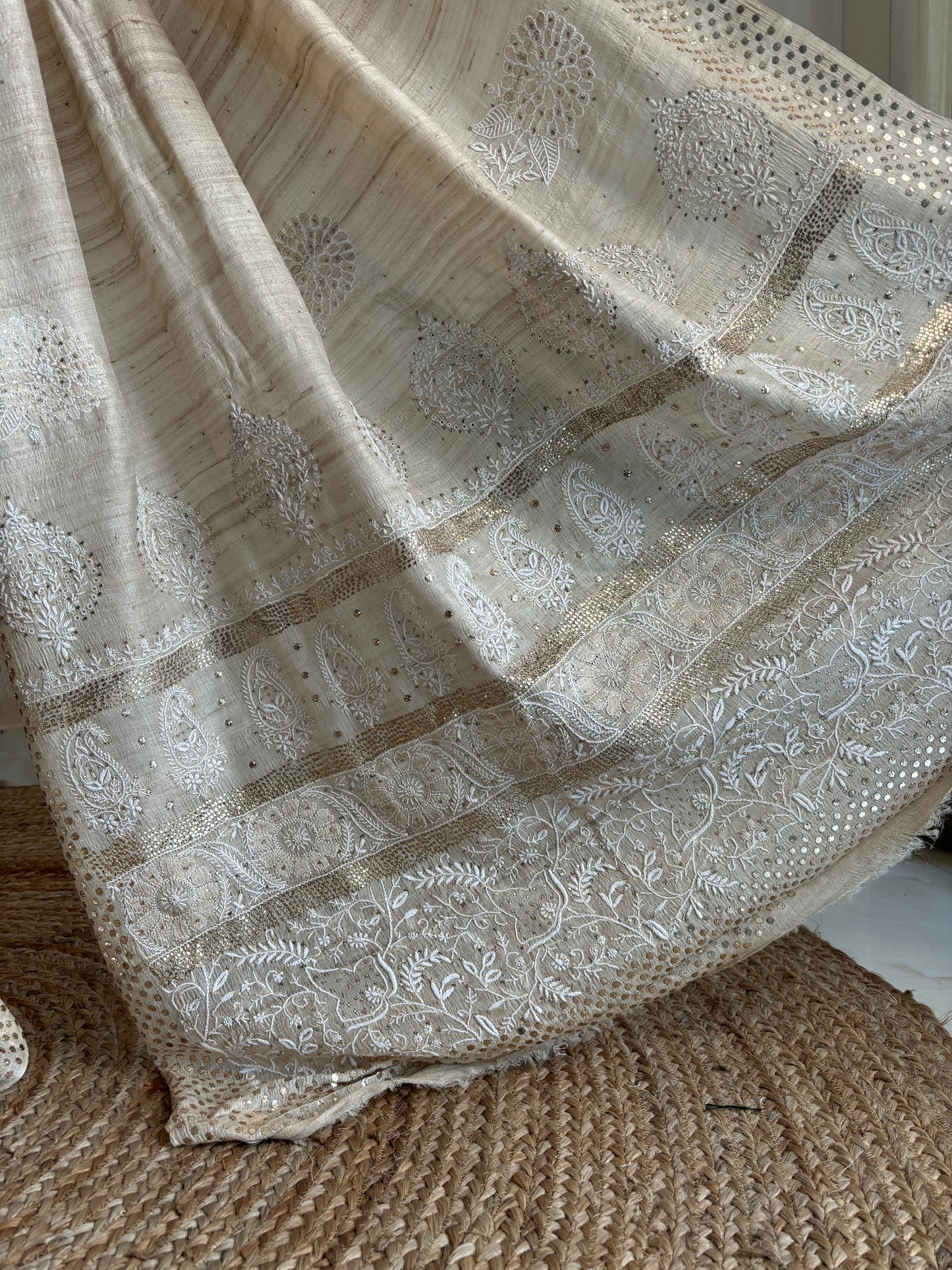 Dyeable Silk Chikankari Saree