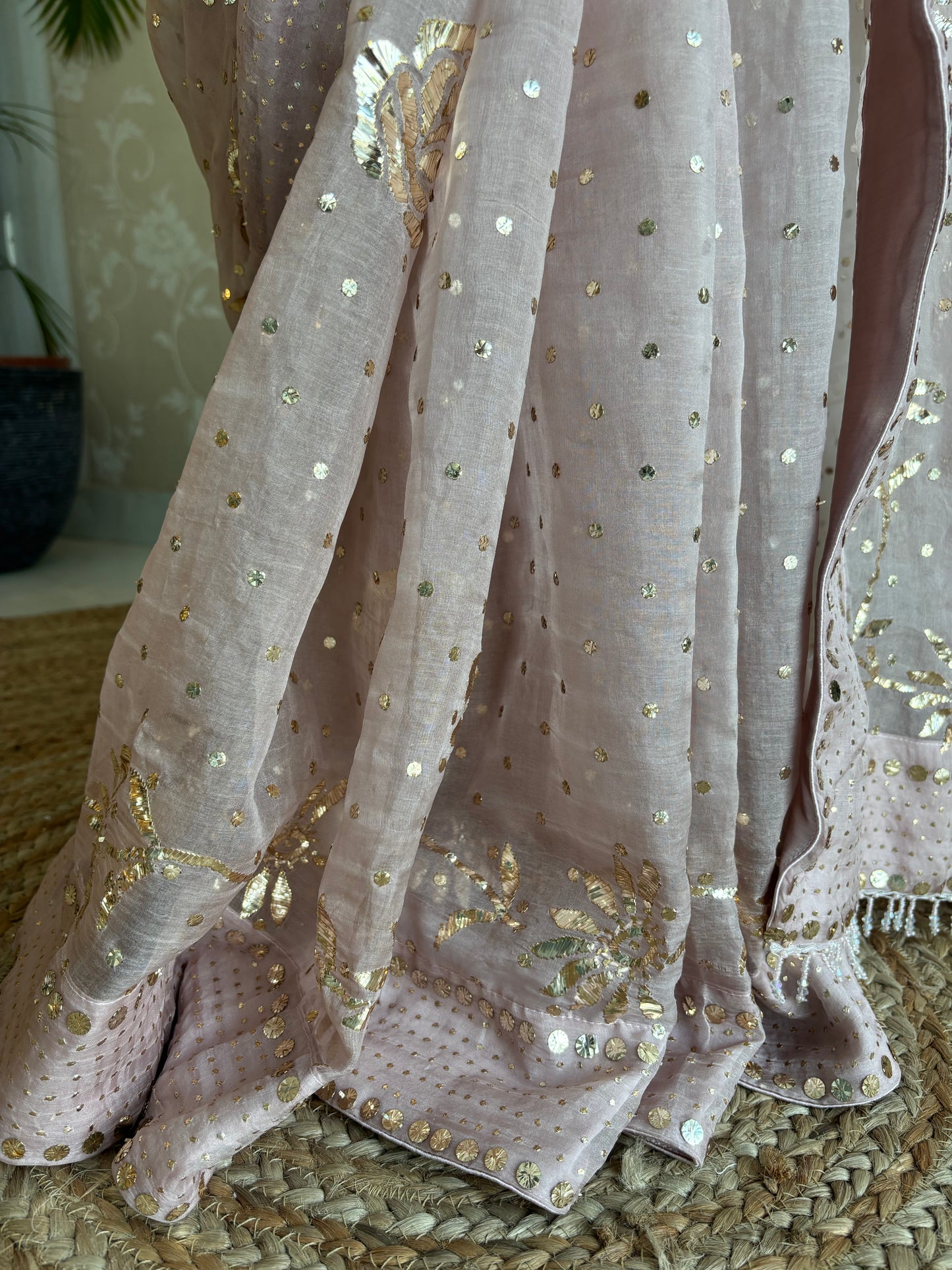 Lavender Latte Organza Badla Saree