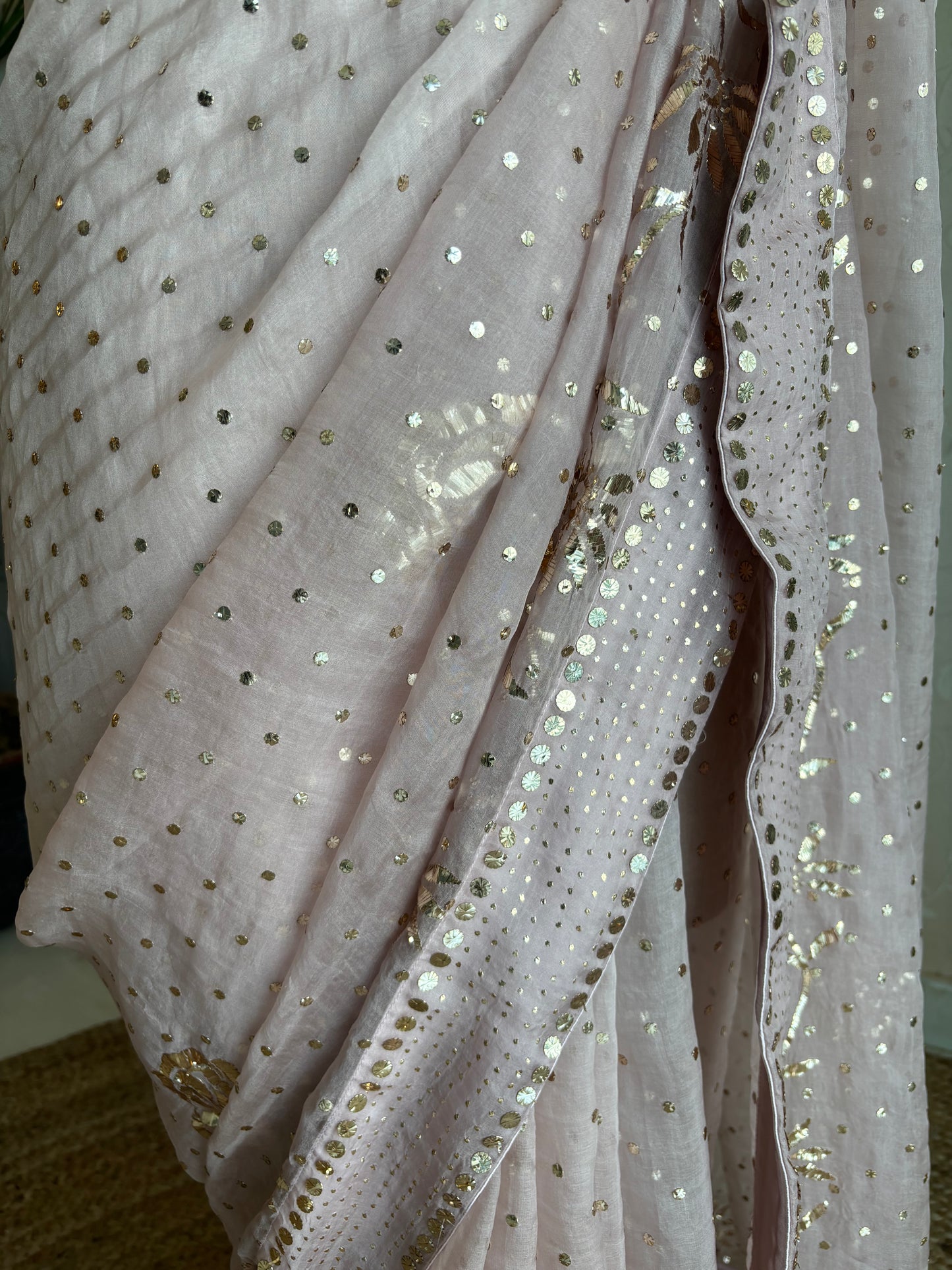 Lavender Latte Organza Badla Saree