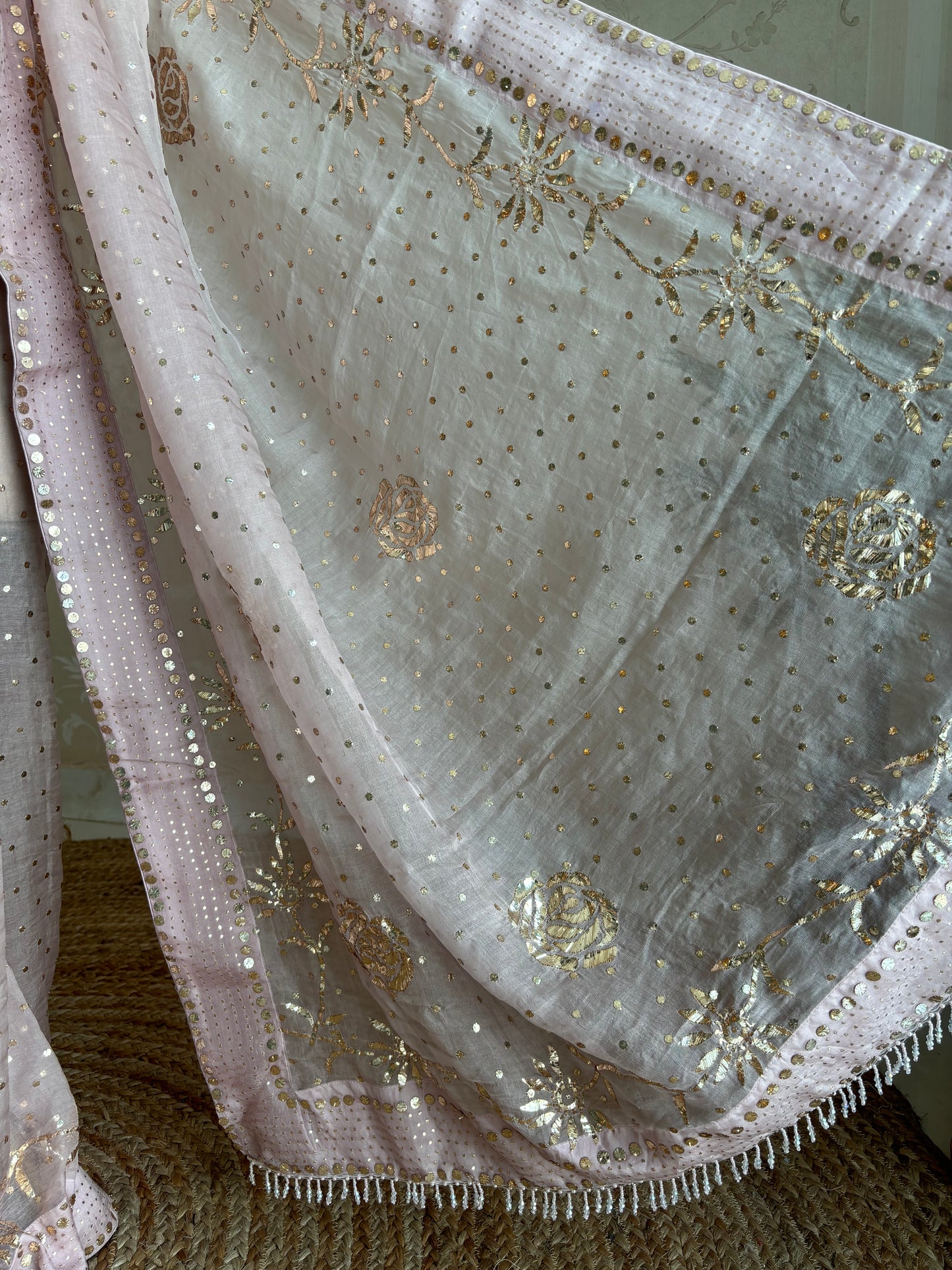 Lavender Latte Organza Badla Saree