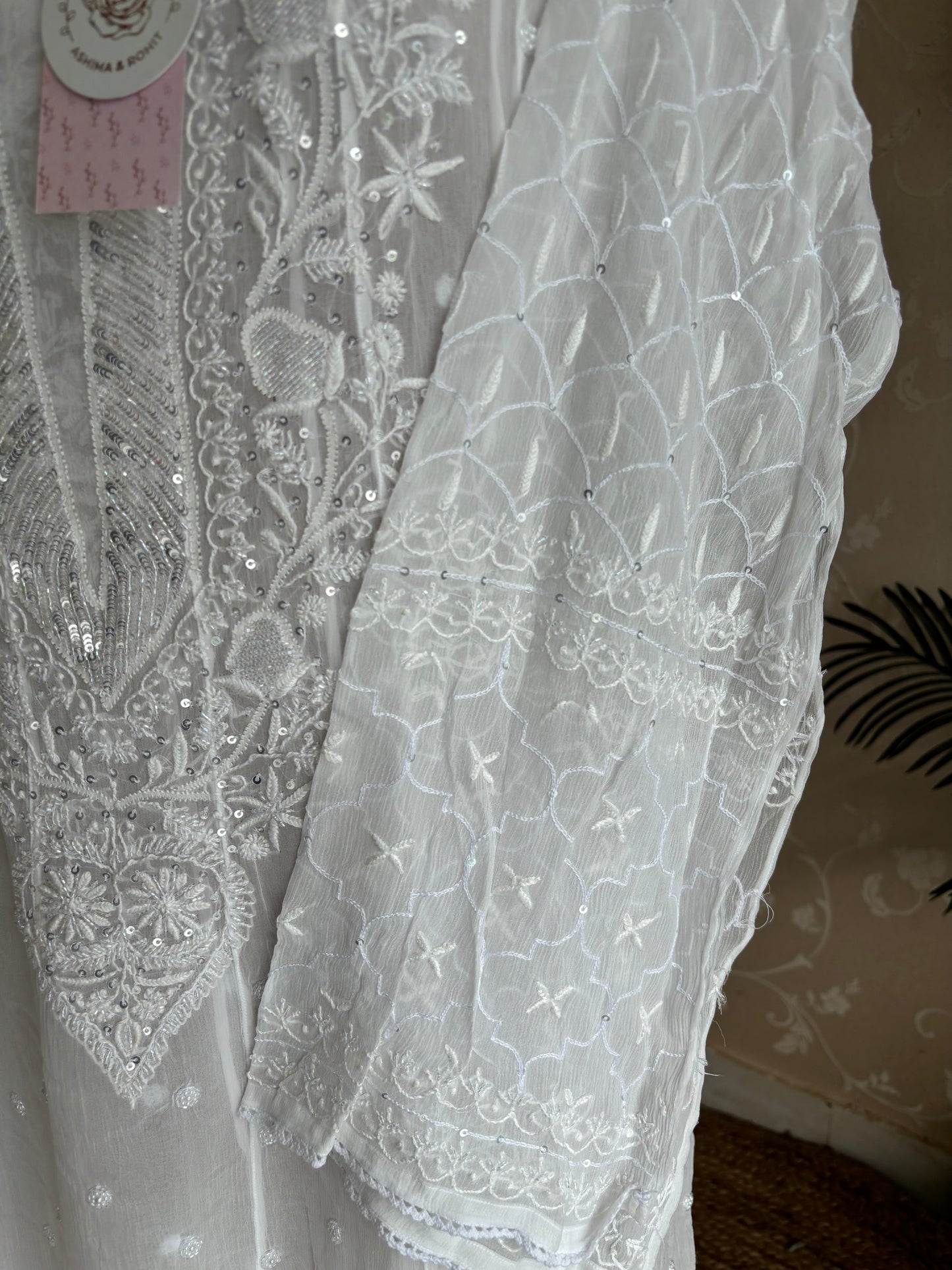 Dyeable Chiffon Chikankari Anarkali and Dupatta