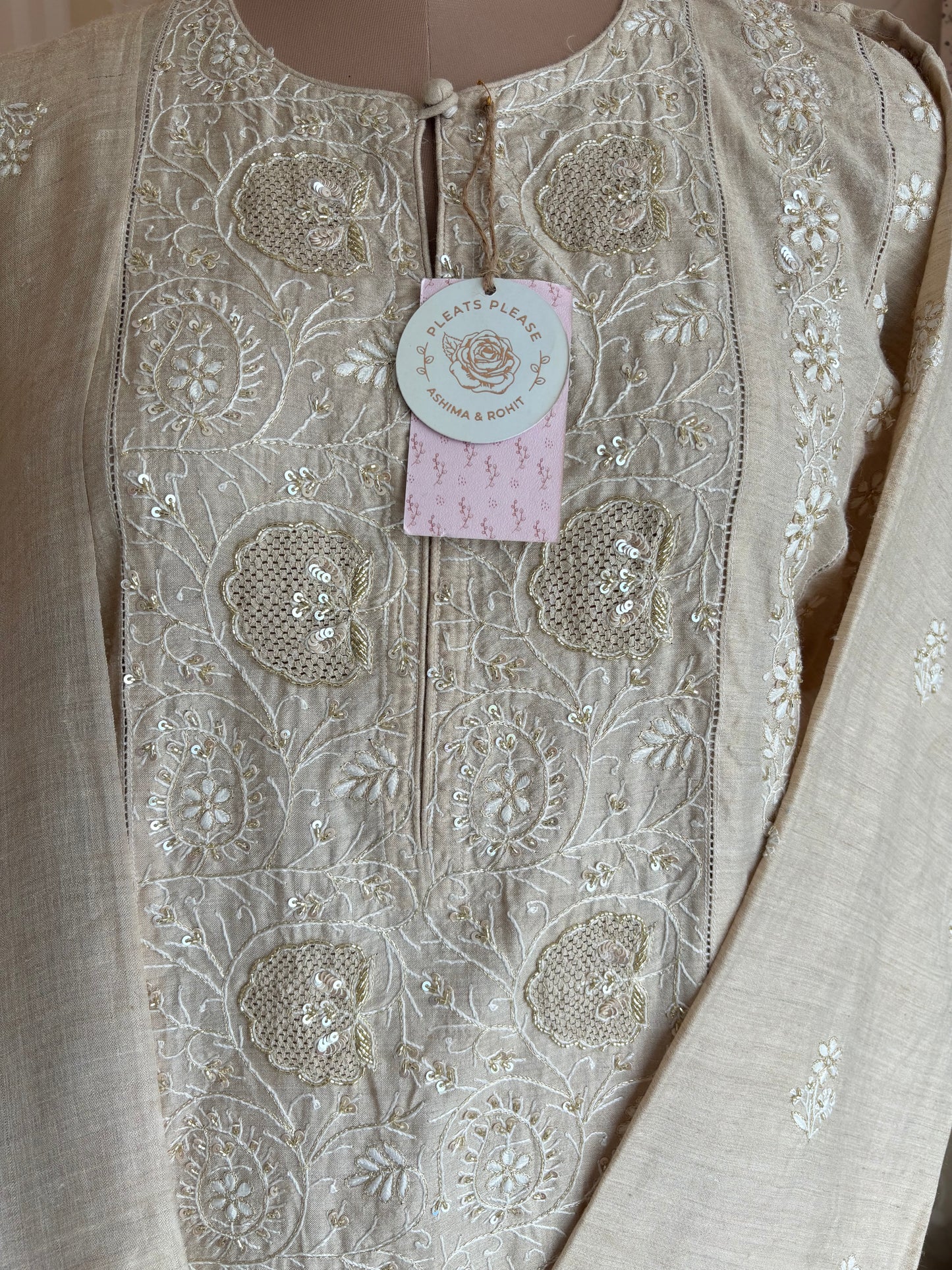 Dyeable Natural Silk Chikankari Kurta and Dupatta