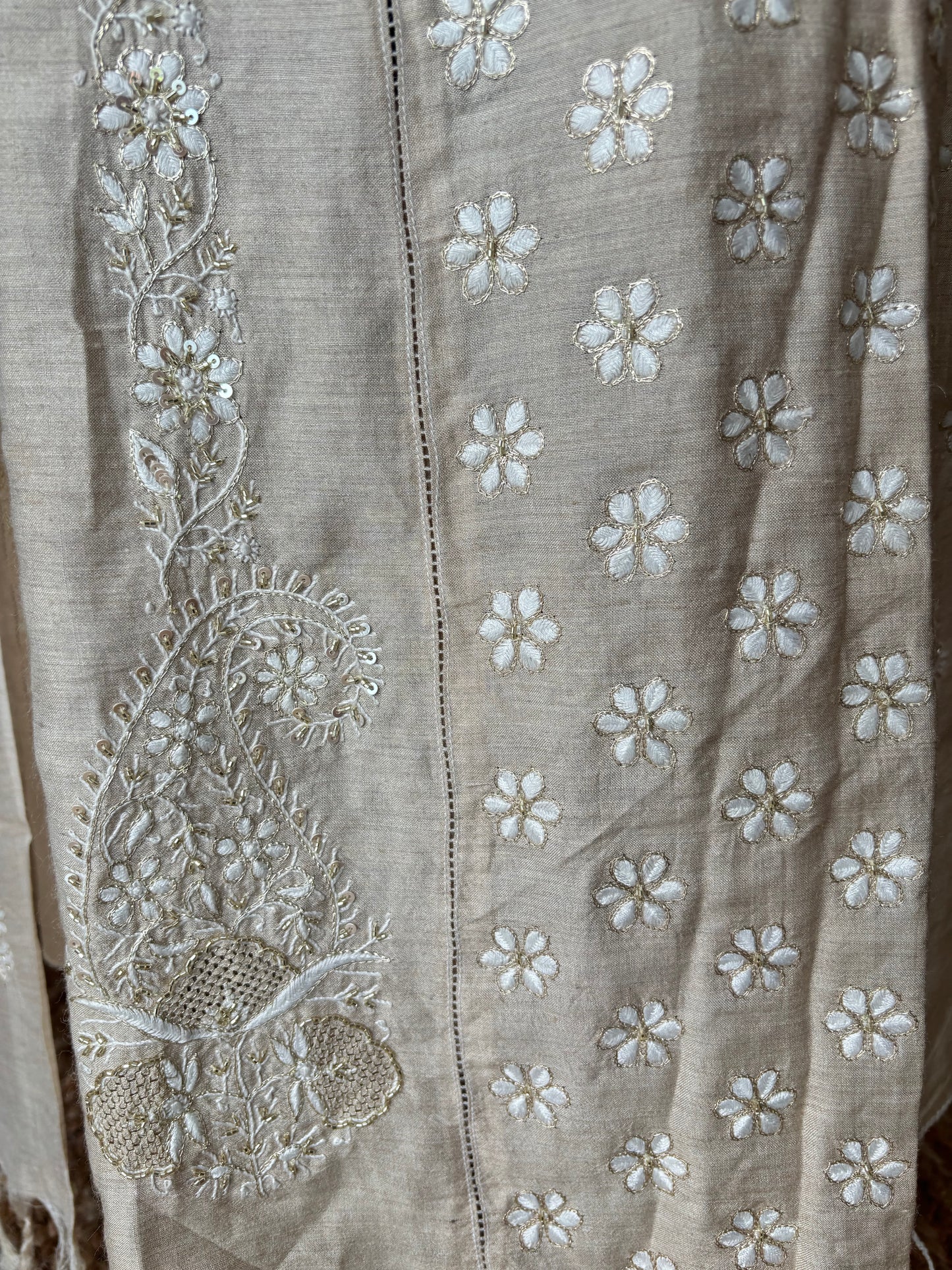 Dyeable Natural Silk Chikankari Kurta and Dupatta