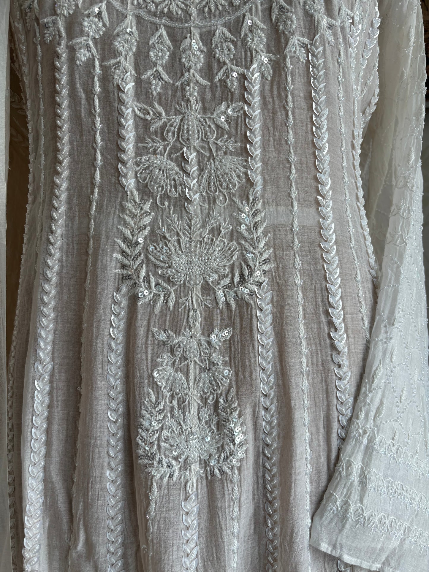 Dyeable Chanderi Mul Chikankari Anarkali Kurta and Dupatta