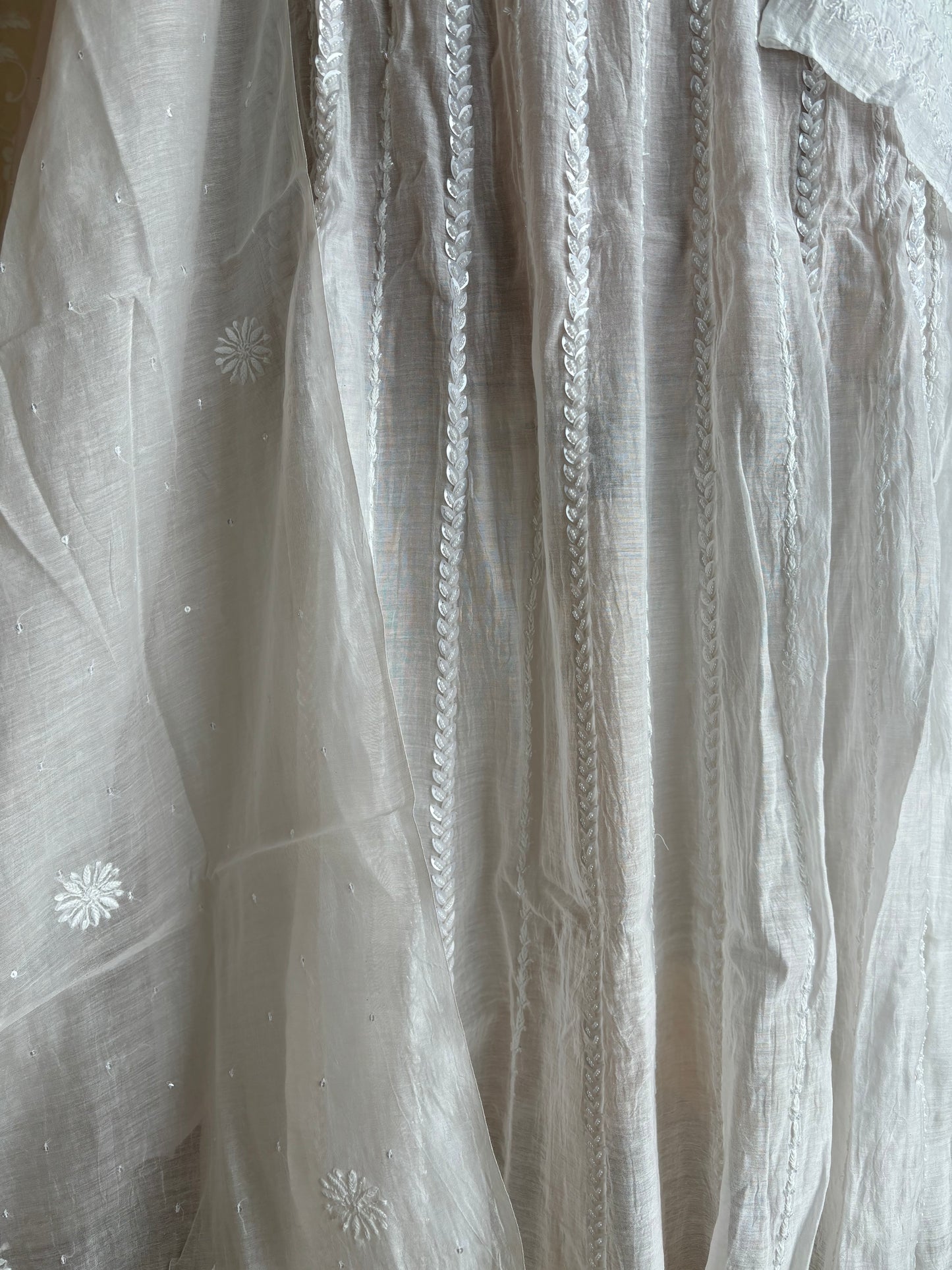 Dyeable Chanderi Mul Chikankari Anarkali Kurta and Dupatta