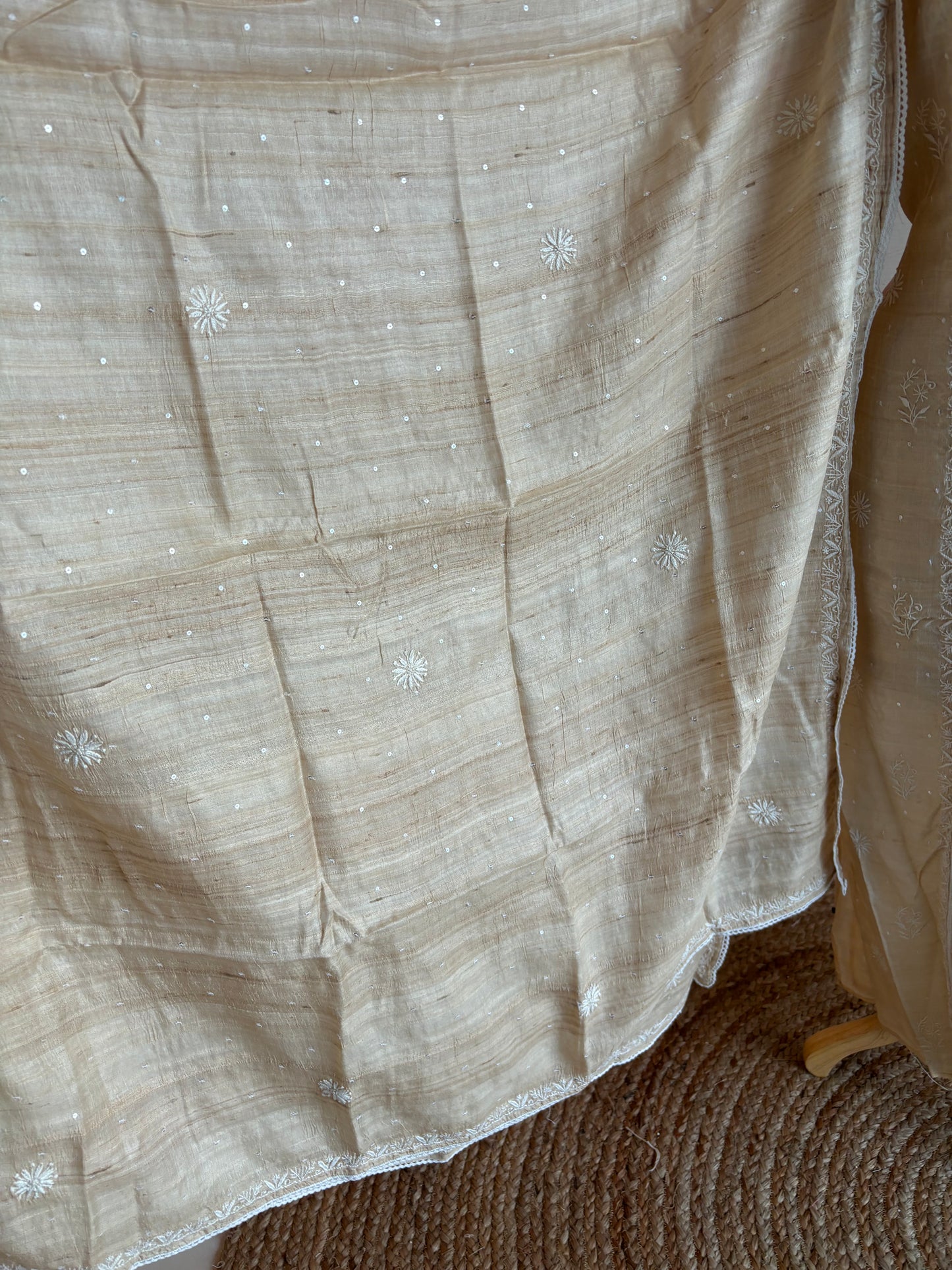 Dyeable Natural Silk Chikankari Kurta and Dupatta