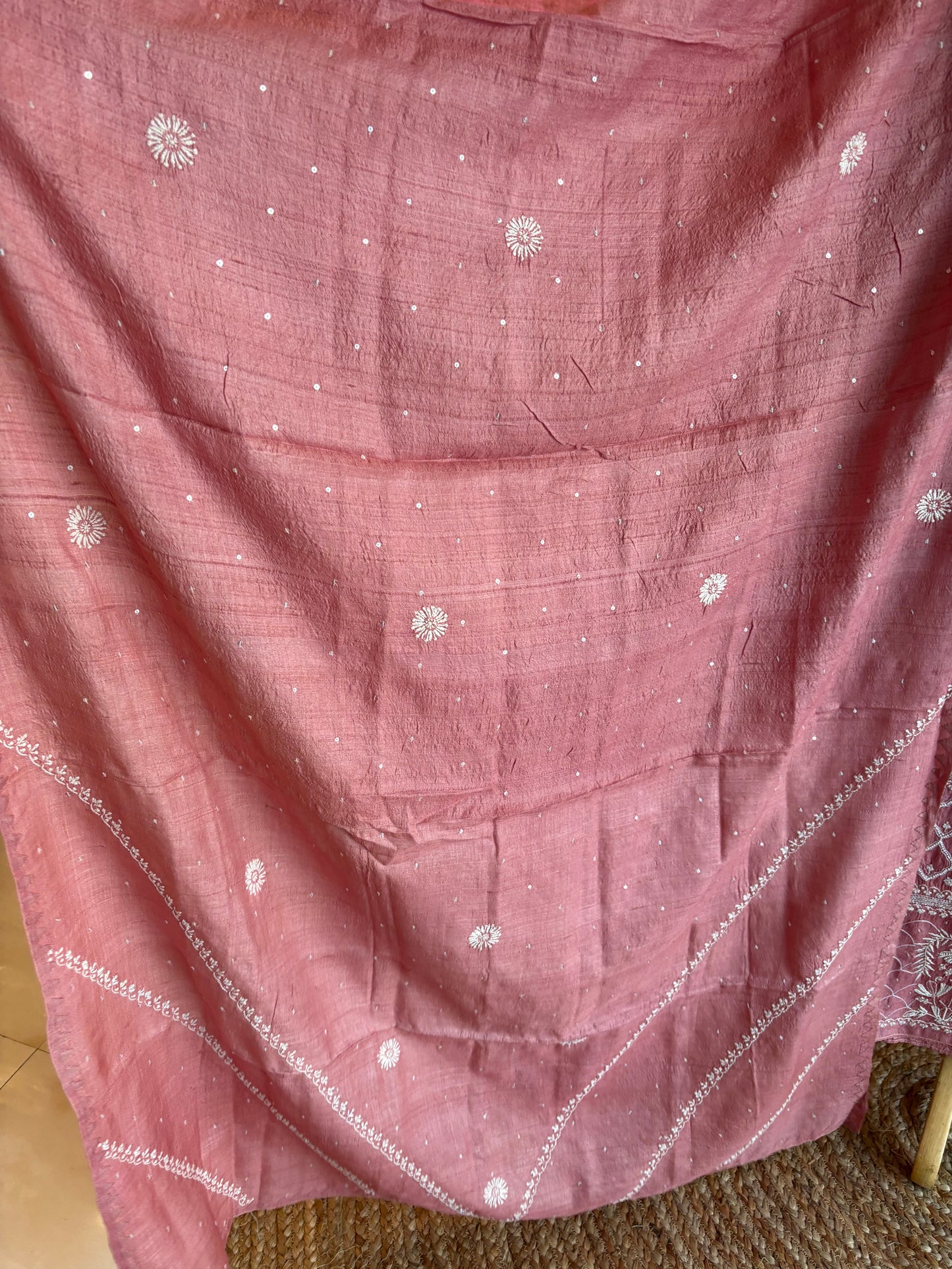 Mauve Silk Chikankari Kurta and Dupatta