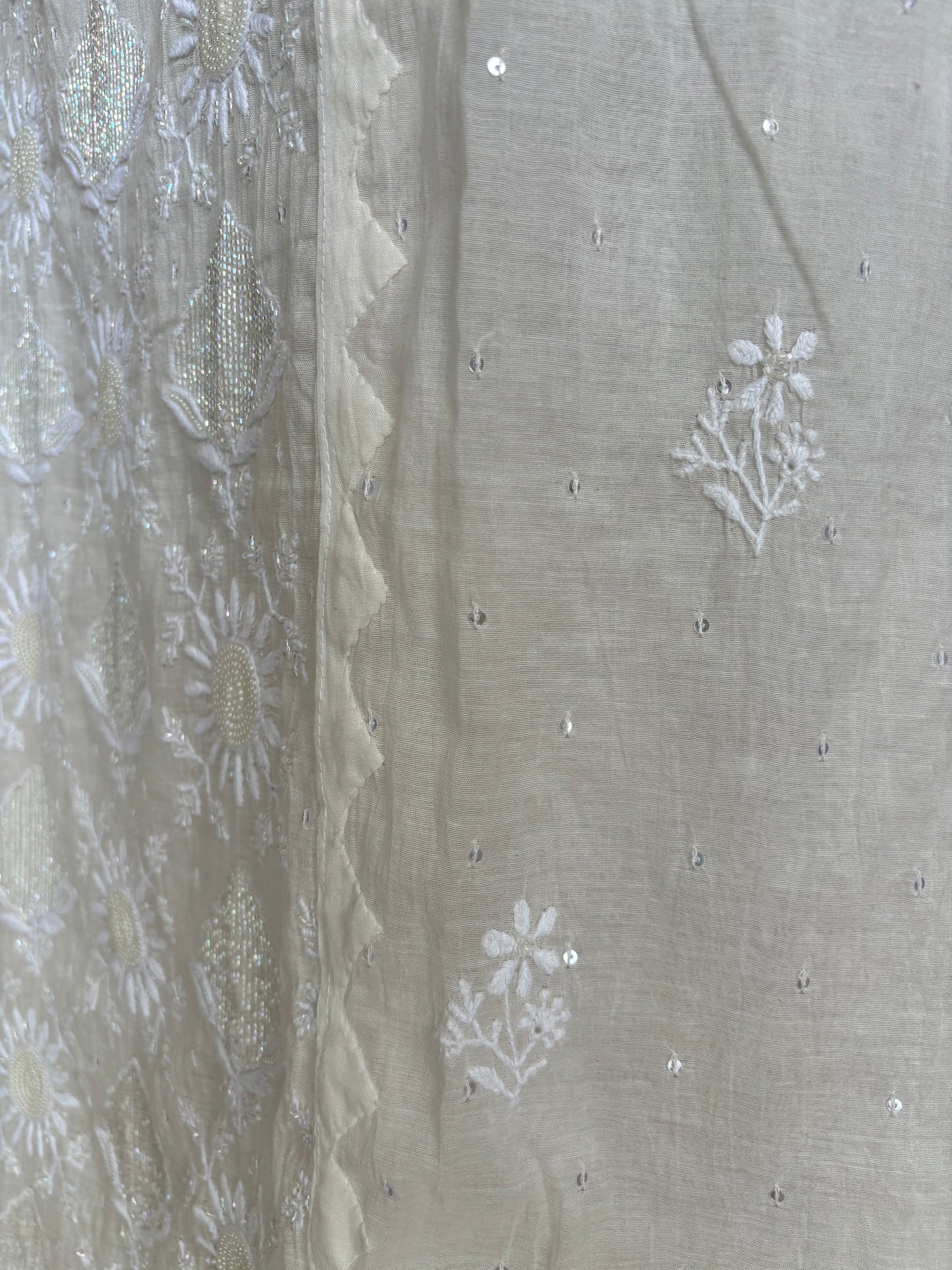 Dyeable Chanderi Mul Chikankari Kurta and Dupatta