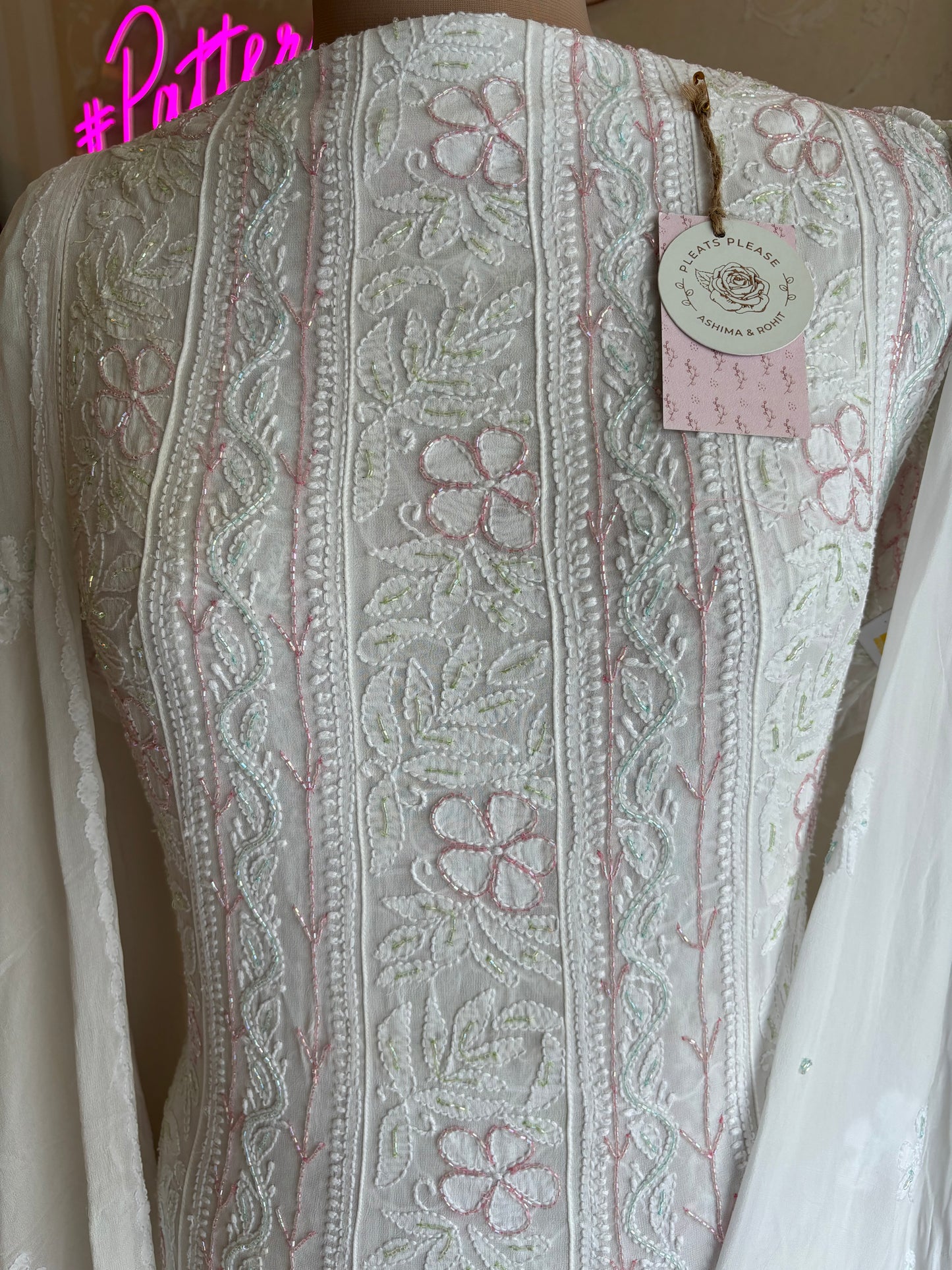 Dyeable Georgette Chikankari Anarkali Kurta and Dupatta