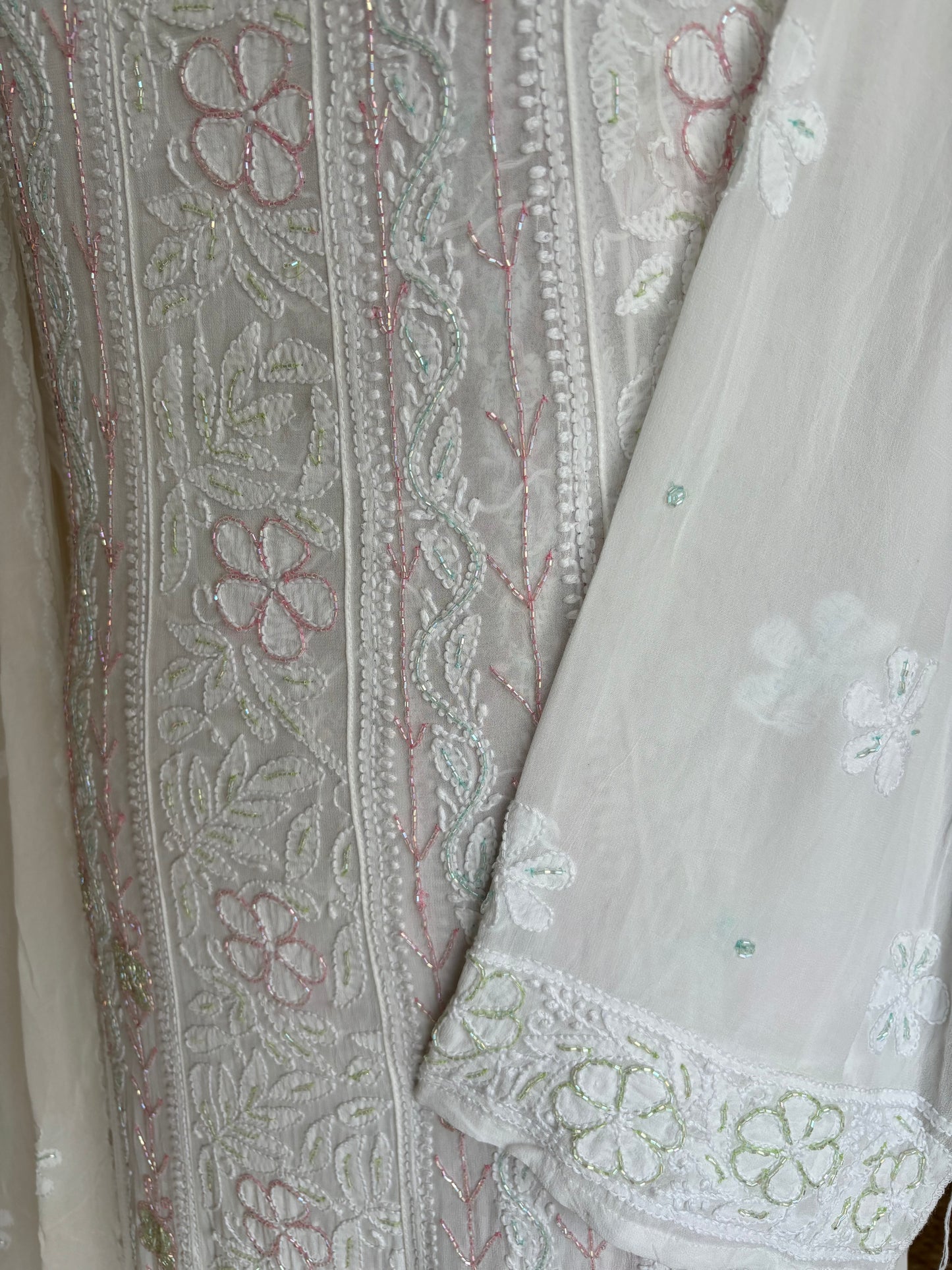 Dyeable Georgette Chikankari Anarkali Kurta and Dupatta