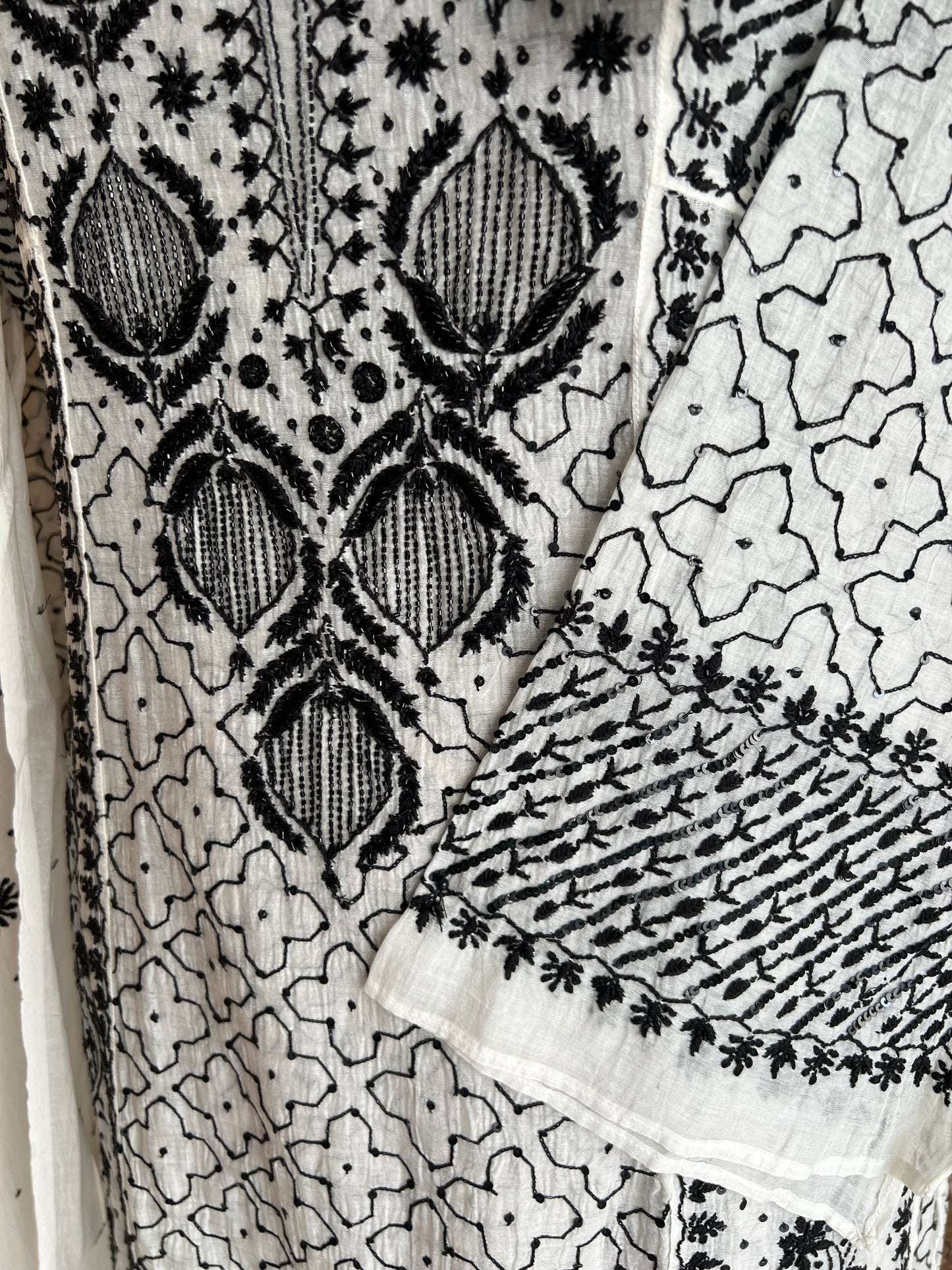 Dyeable Chanderi Mul Chikankari Anarkali Kurta and Dupatta