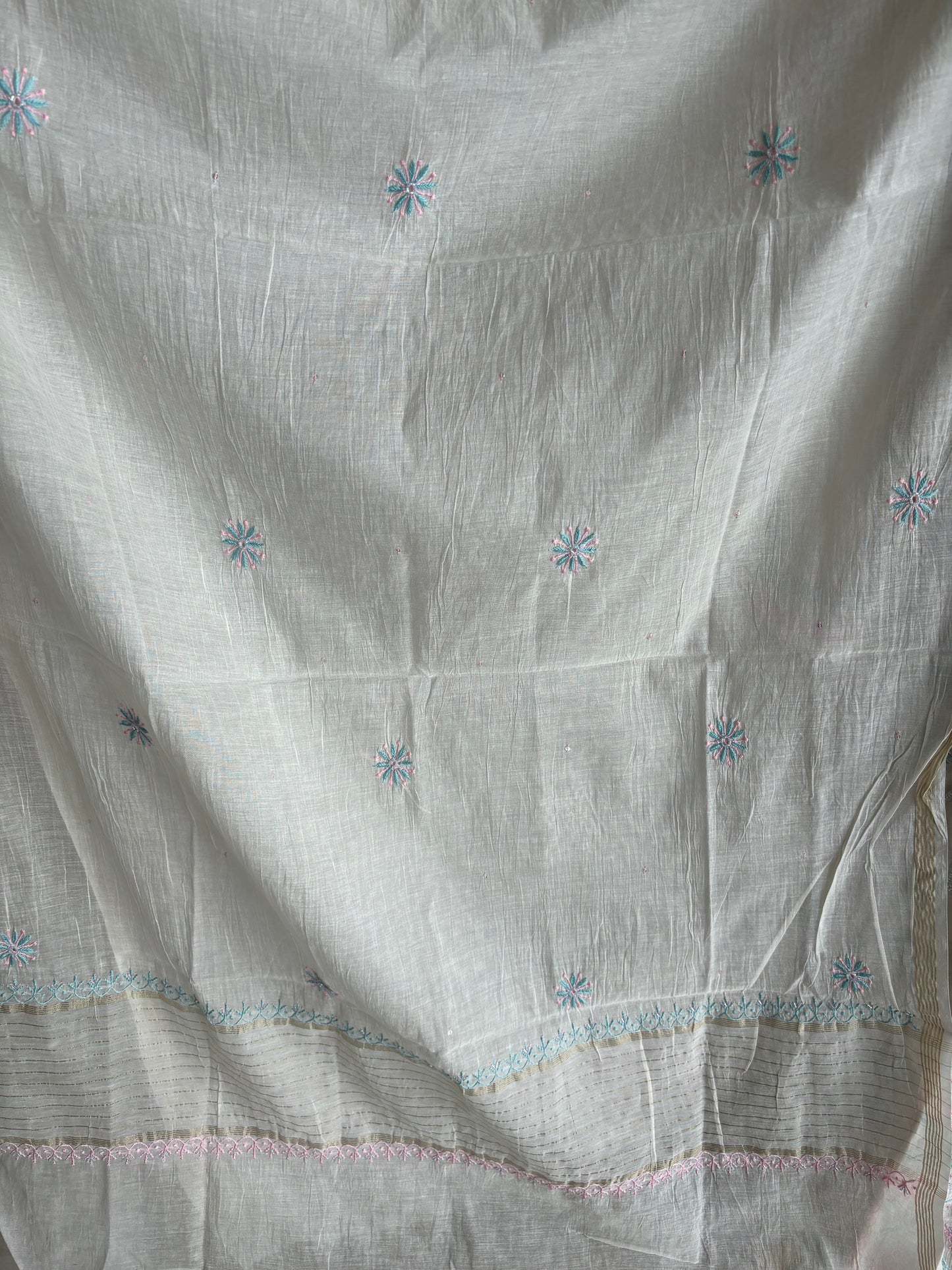 Dyeable Chanderi Mul Chikankari Kurta and Dupatta