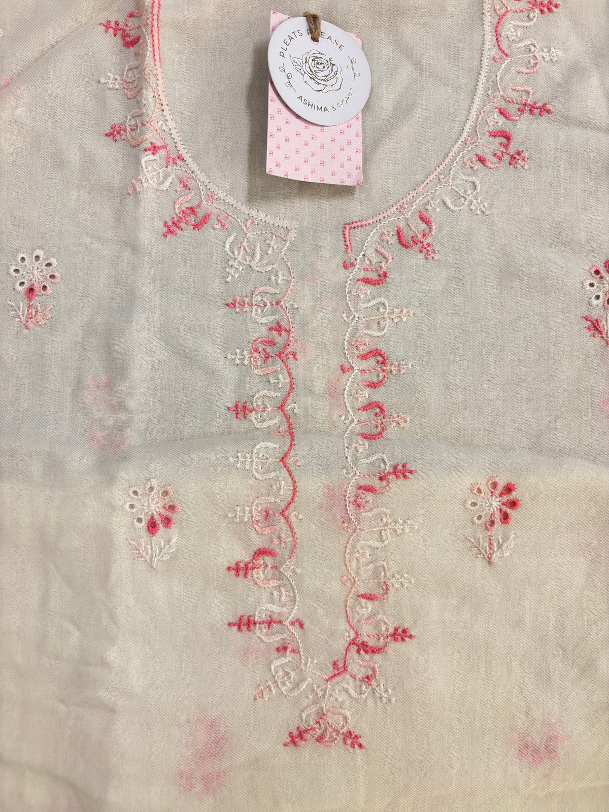 Ivory Pashmina Winter Fine Chikankari Kurta & Shawl