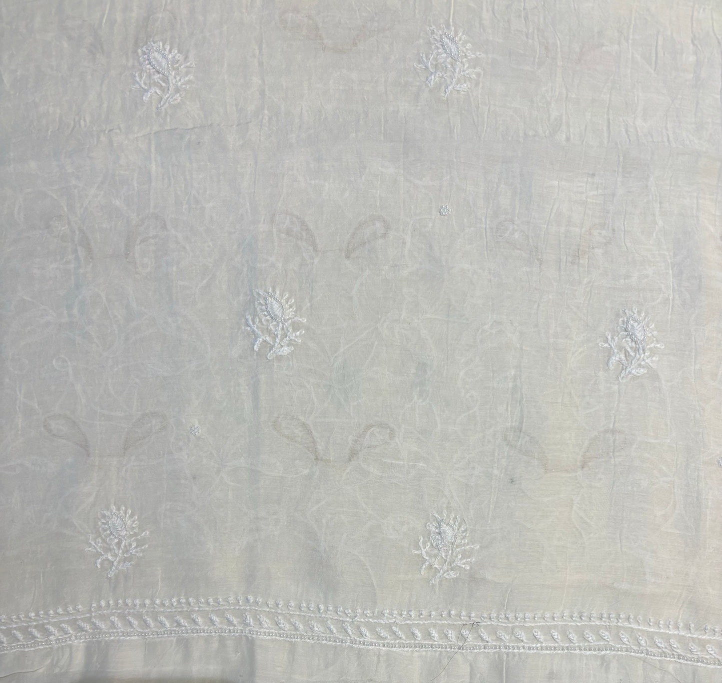 Dyeable Chanderi Mul Chikankari Kurta and Dupatta fabric