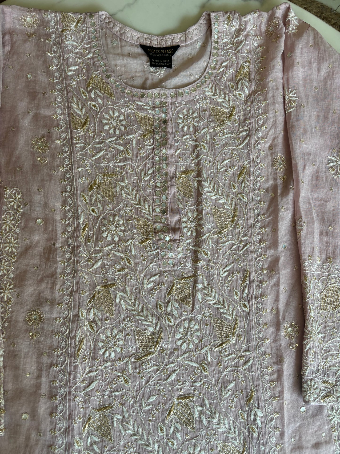 Lilac Pure Tissue Chikankari Kurta and Dupatta