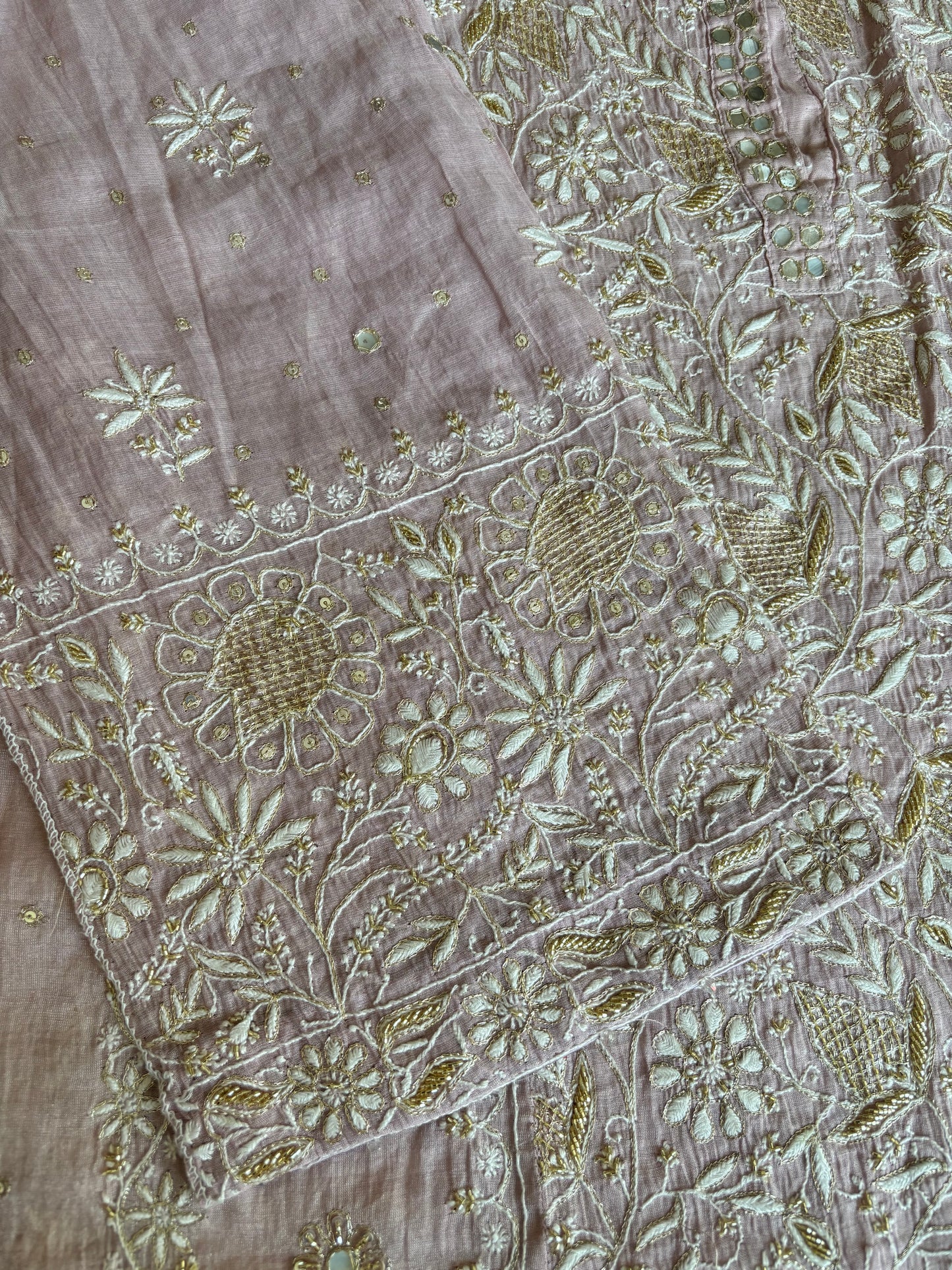 Lilac Pure Tissue Chikankari Kurta and Dupatta