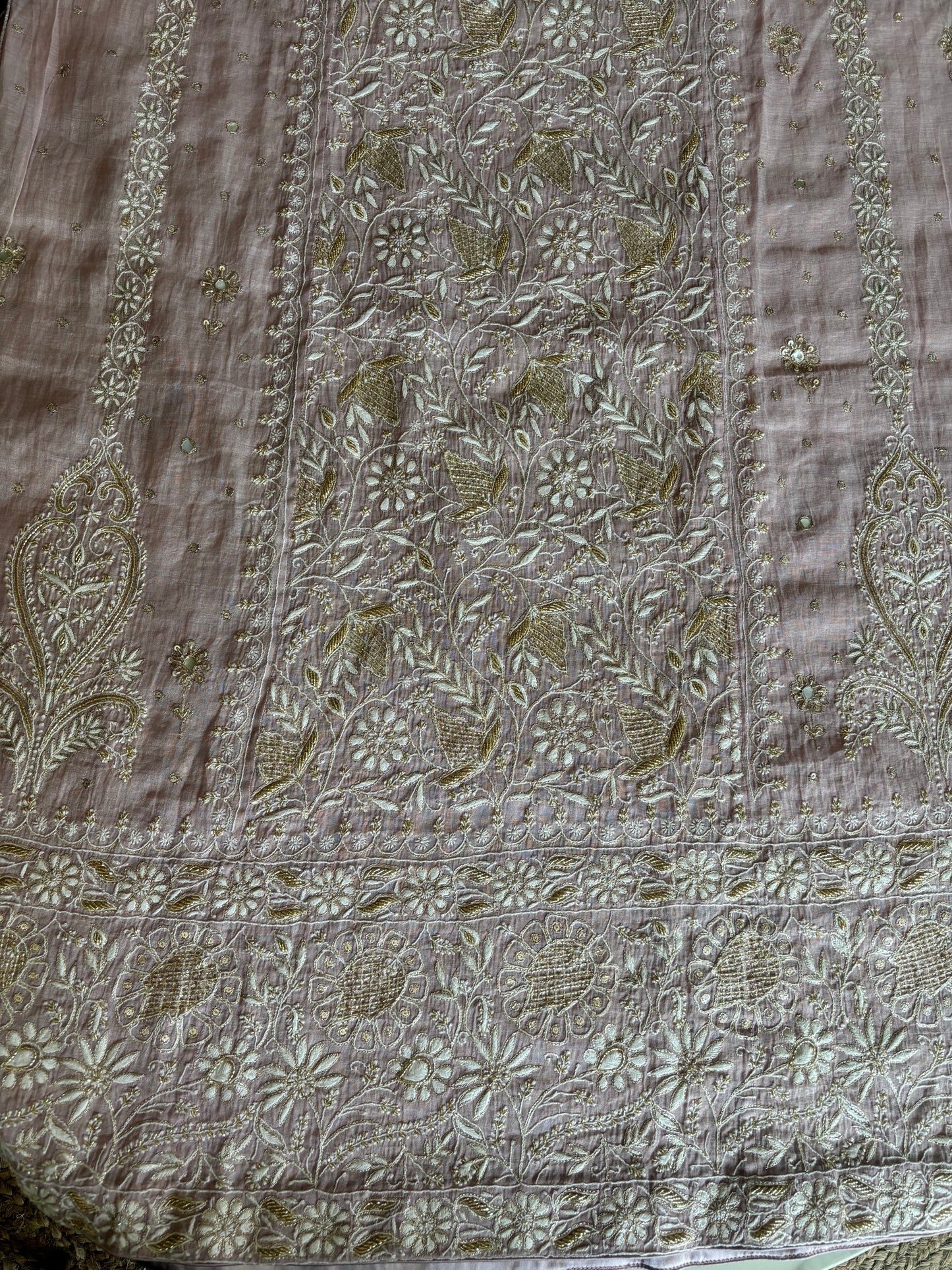 Lilac Pure Tissue Chikankari Kurta and Dupatta