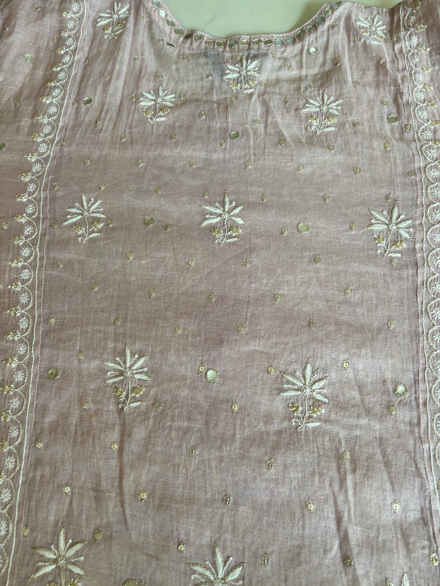 Lilac Pure Tissue Chikankari Kurta and Dupatta