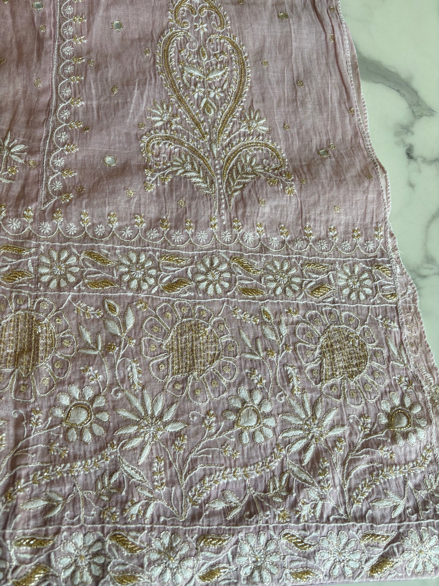 Lilac Pure Tissue Chikankari Kurta and Dupatta