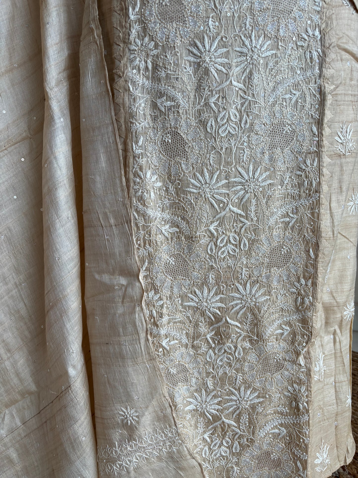 Dyeable Natural Silk Chikankari Kurta and Dupatta