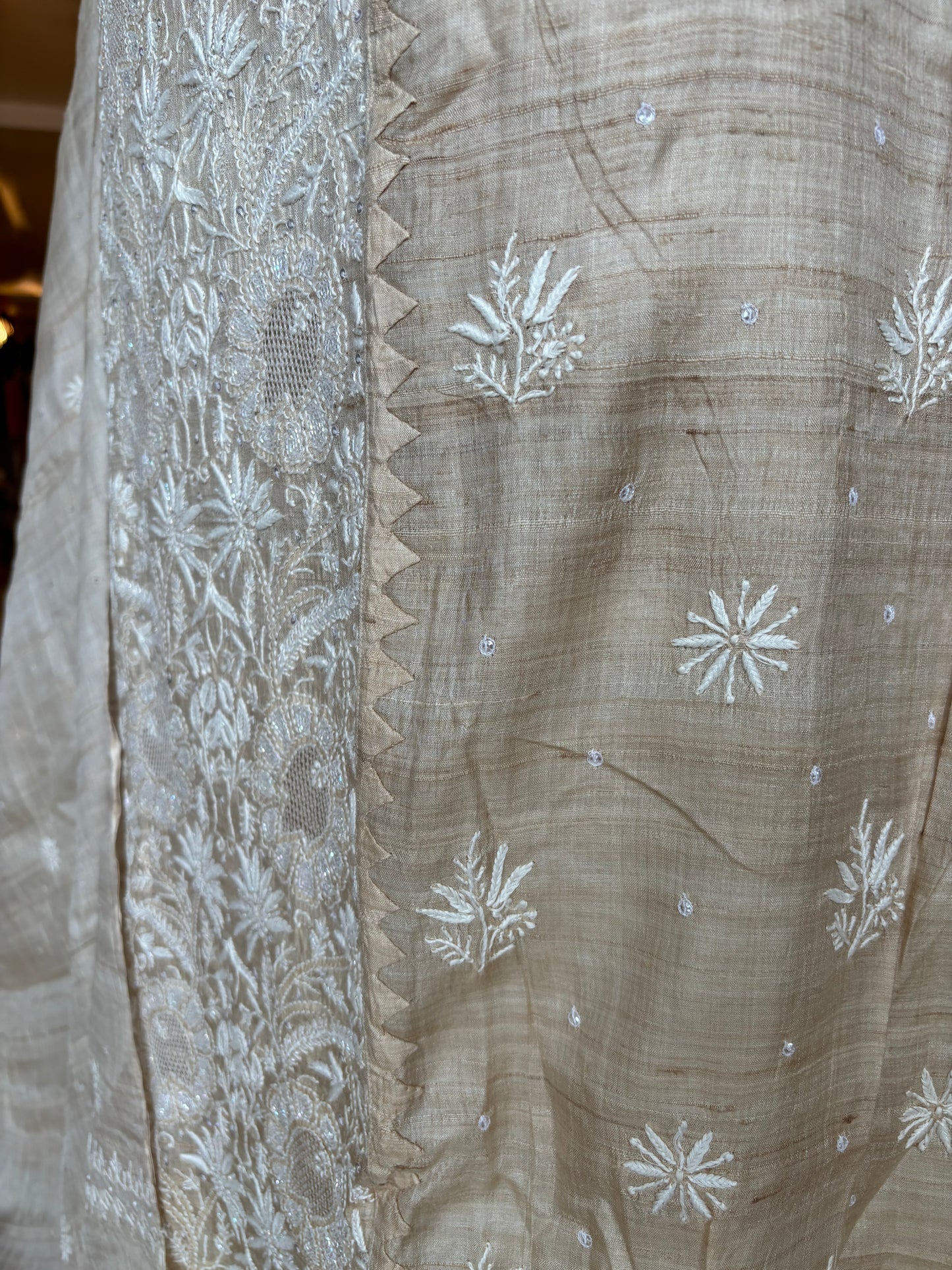 Dyeable Natural Silk Chikankari Kurta and Dupatta