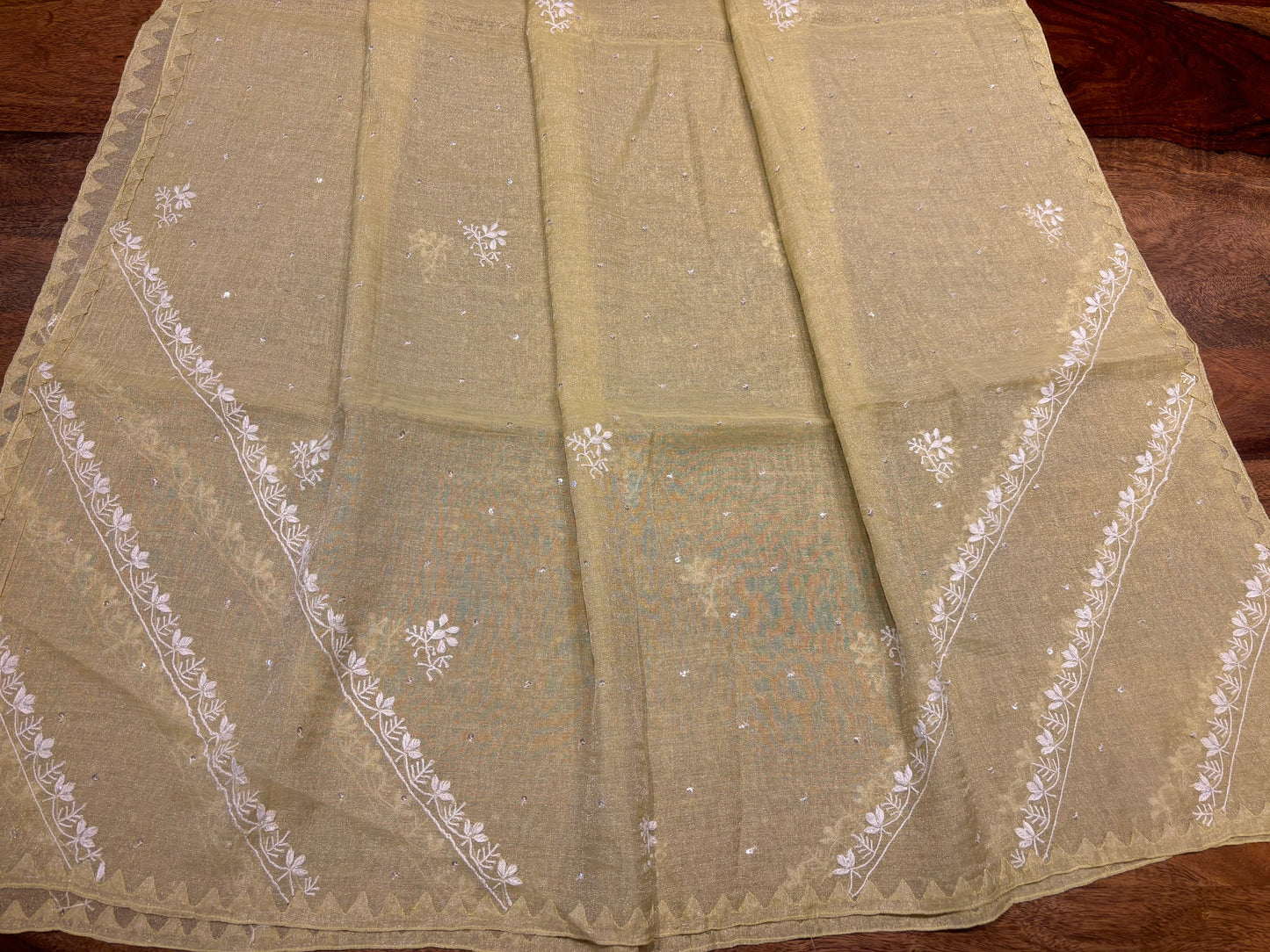 Lime Yellow Pure Tissue Chikankari Kurta and Dupatta