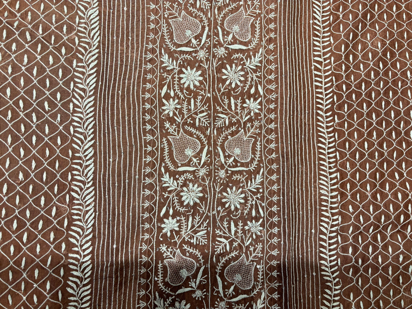 Garnet Organza Silk Chikankari Kurta and Dupatta