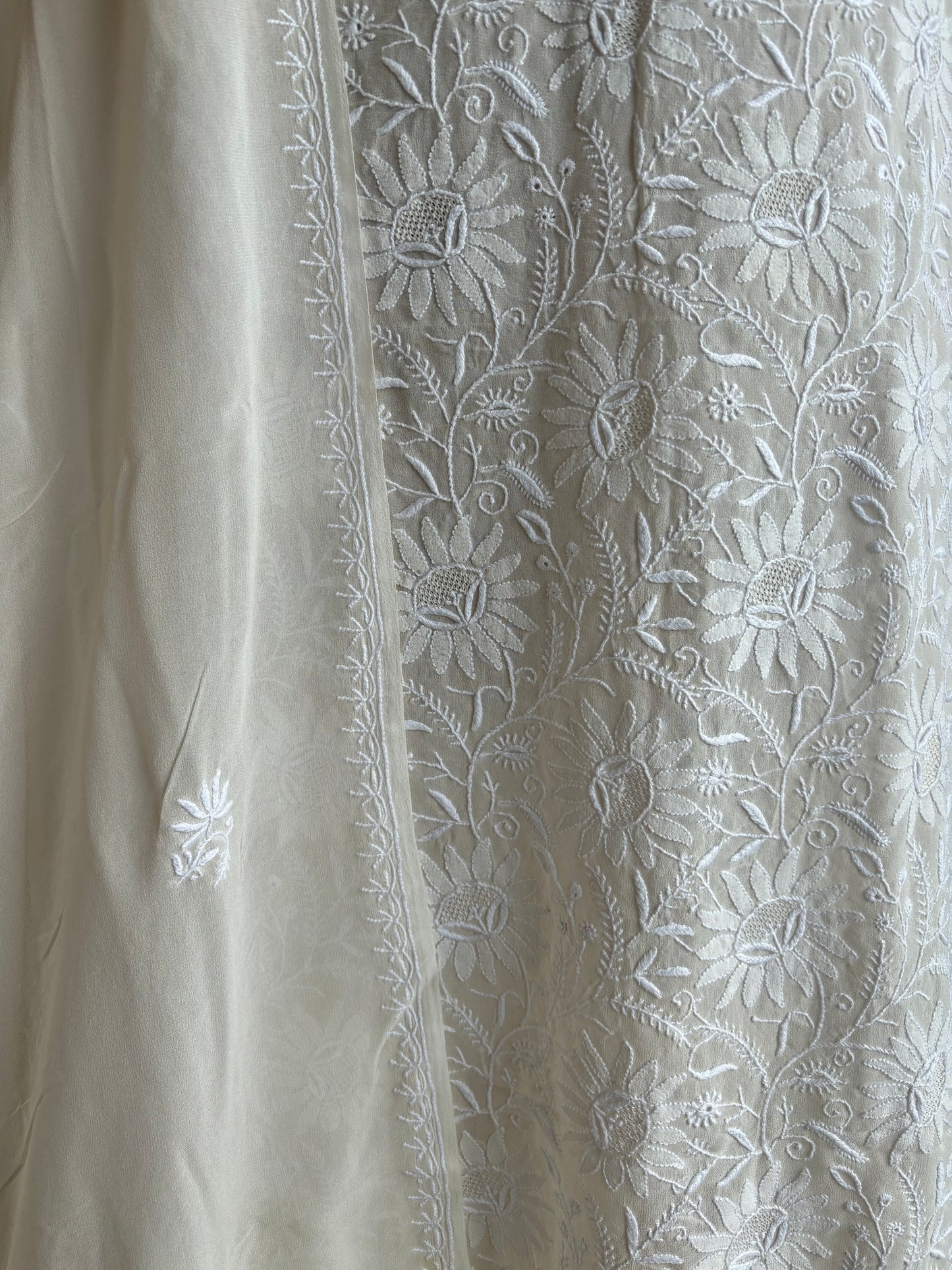 Dyeable Pure Georgette Chikankari Kurta and Dupatta fabric