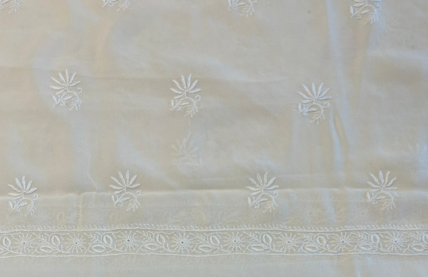 Dyeable Pure Georgette Chikankari Kurta and Dupatta fabric