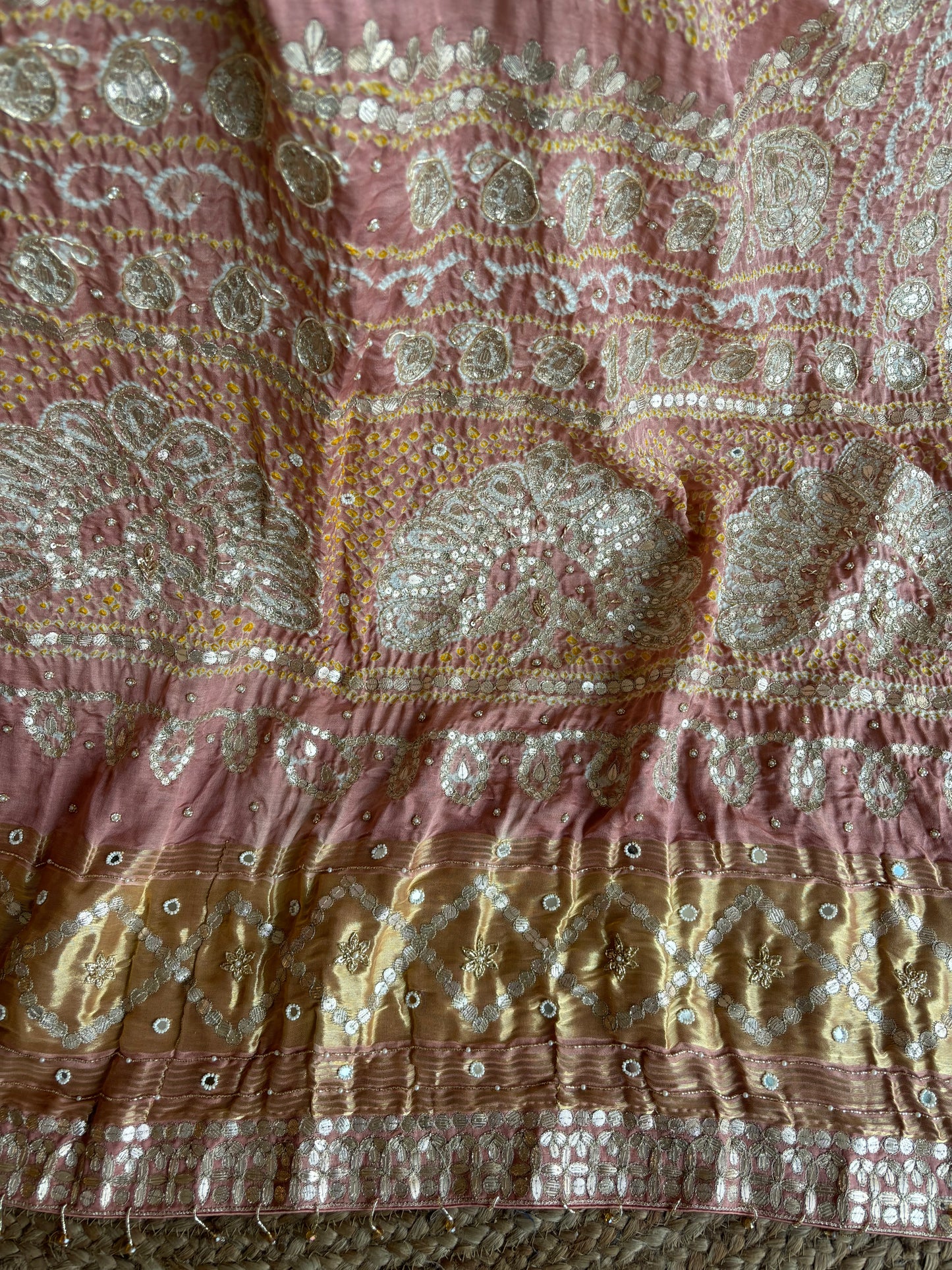 Rose Gold Gajji Silk Bandhej Dupatta